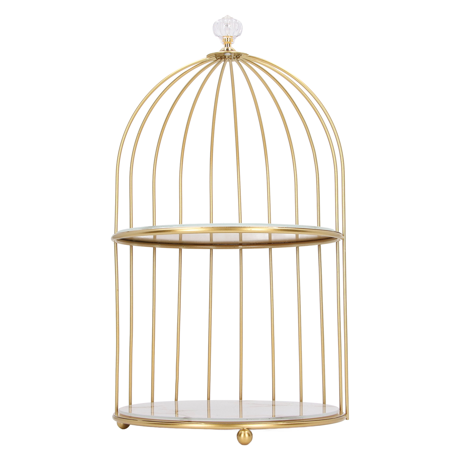 Doppelstöckiges Ablageregal, Vogelkäfig-organizer, Waschtisch-aufsteller, Waschtischunterschrank, Goldener Rahmen, Weißer Sockel, Goldmuster