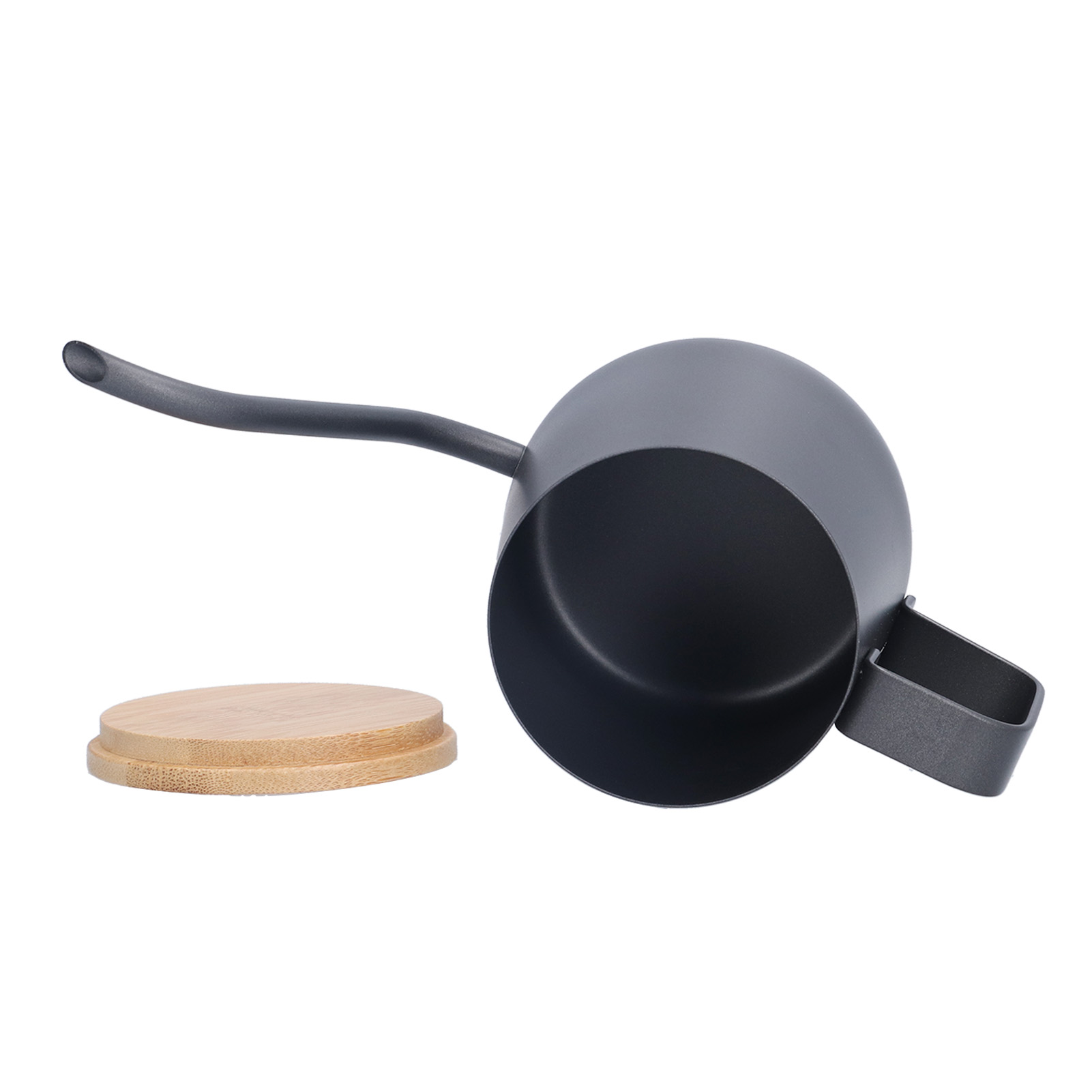 350 Ml Kaffeekanne Aus Edelstahl, Langer, Schmaler Ausguss, Handkaffeemaschine Mit Bambusdeckel