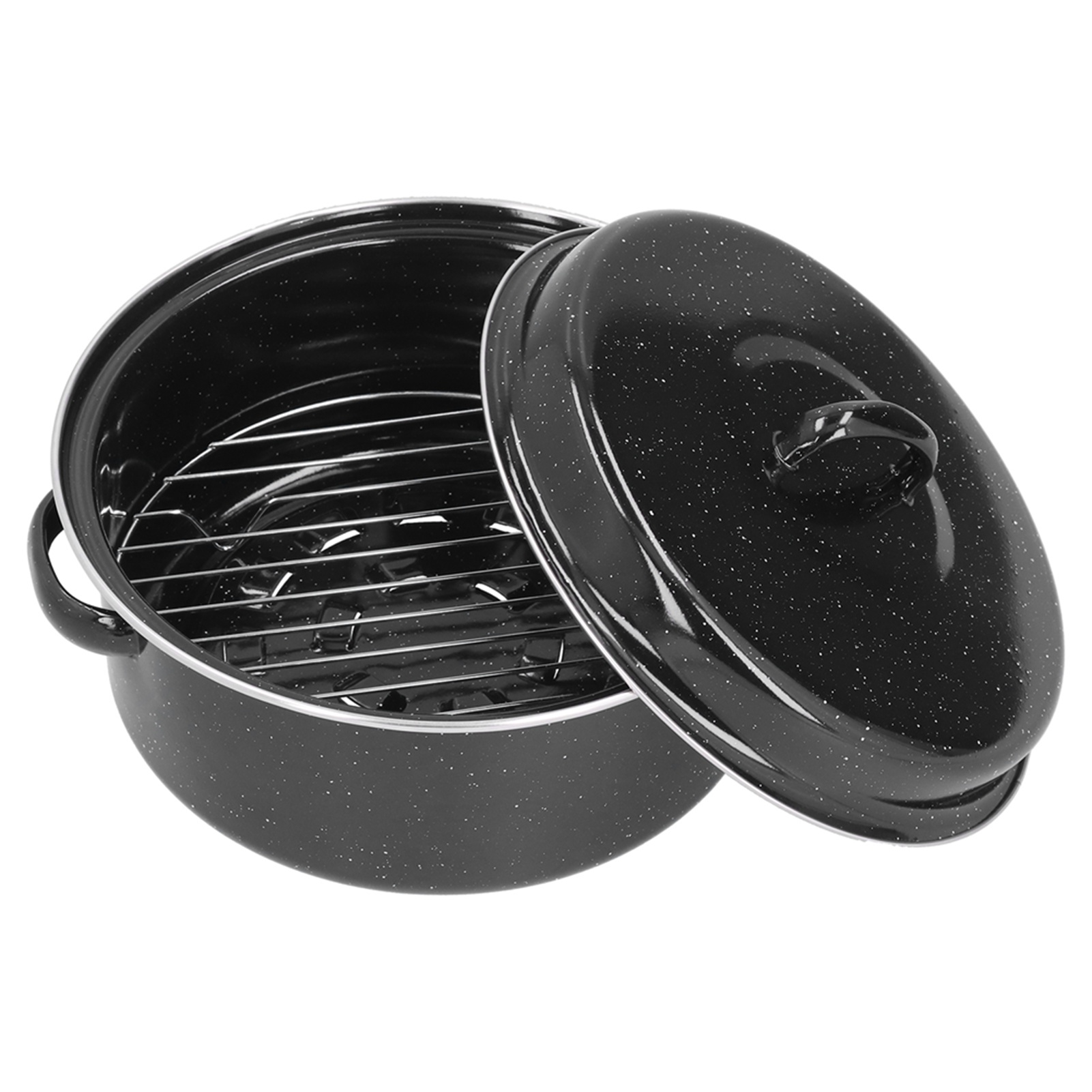 Ovaler, Emaillierter Drehspieß, Ideal Zum Warmhalten Von Grillgut Und Süßkartoffeln. Schwarz Für Die Familie.