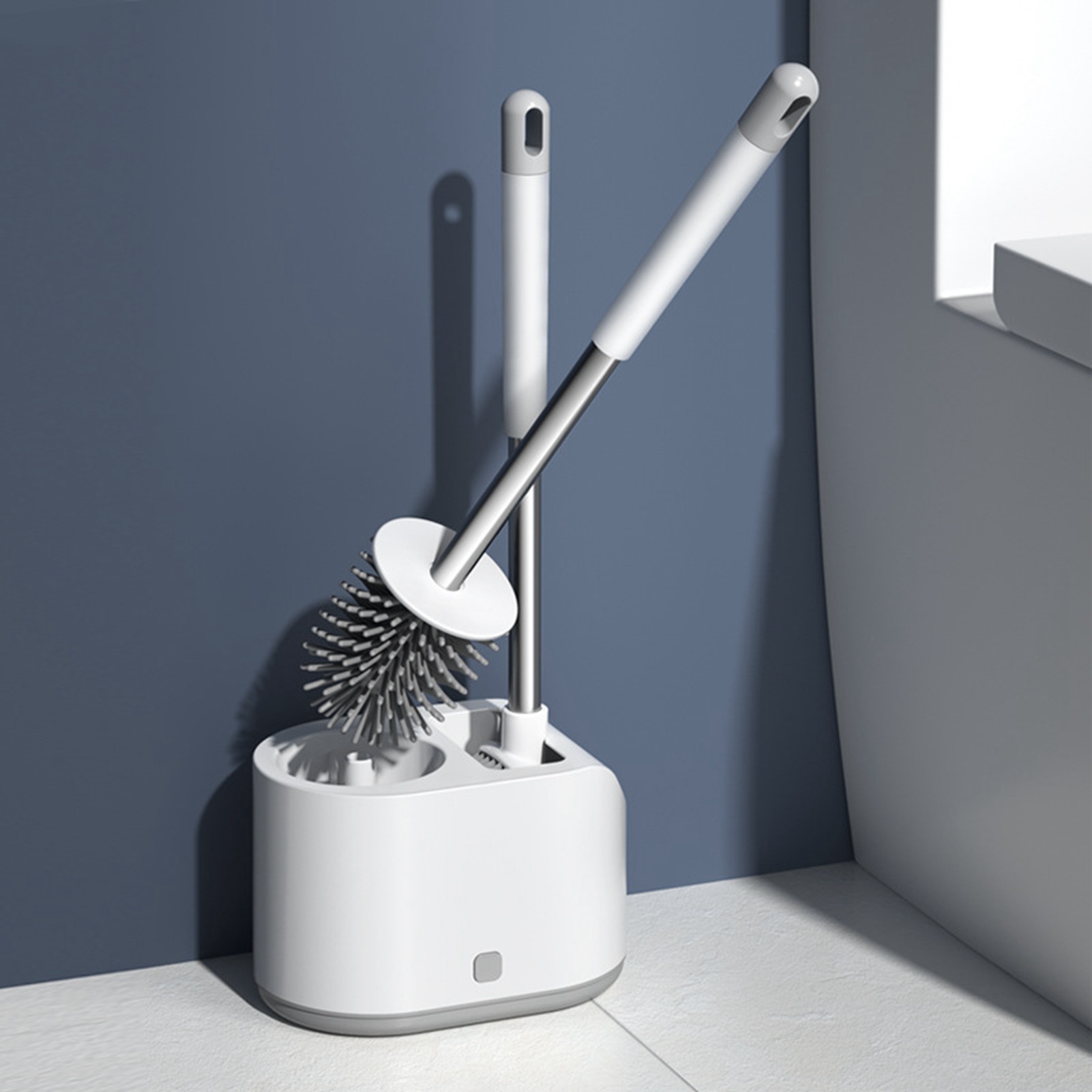 Wc-bürste Mit Langem Griff, Weiche Borsten, 2-in-1-funktion, Ergonomischer Griff, Wc-bürste Aus Kunststoff