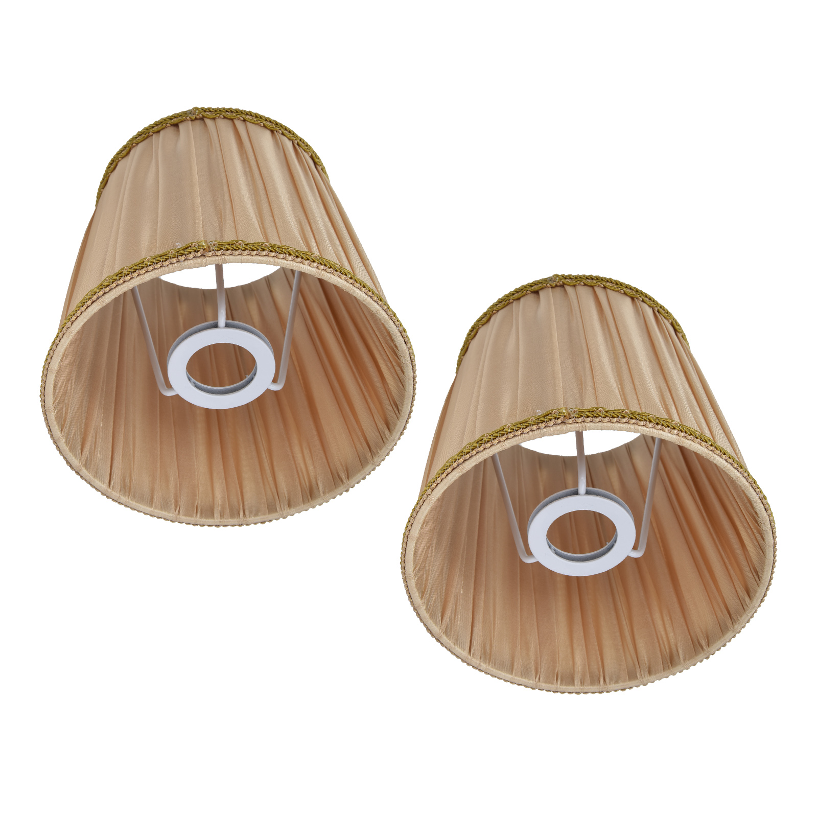 2-teiliger Lampenschirm Aus Stoff, Schlichter Lampenschirm Für Tischlampen Mit E14-fassung, Kronleuchter Mit Kerze, Gold