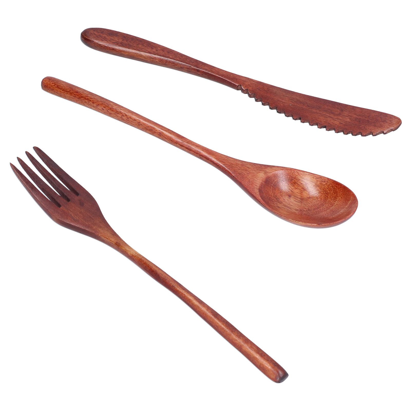 3-teiliges Set Aus Messern, Gabeln Und Löffeln, Aus Holz, Tragbares Dessertbesteck Für Zuhause Und Hotel
