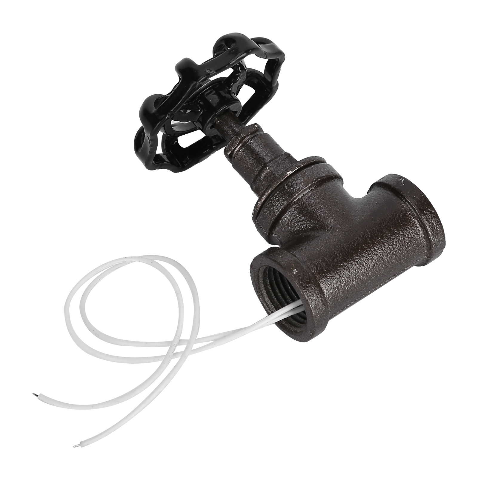 1/2 Zoll Vintage Steampunk Lampenventil Schwarzes Eisenventil Tischlampe Weißes Kabel Absperrventil