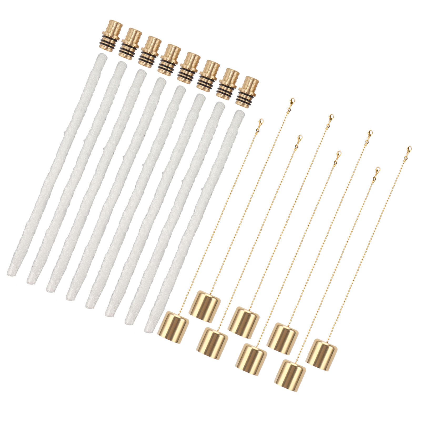 Set Mit 8 Weinflaschenbrennern, Langlebigen Dochten, Dochthaltern Aus Messing, Kappen, Weinflaschenbrenner Für Garten Und Terrasse