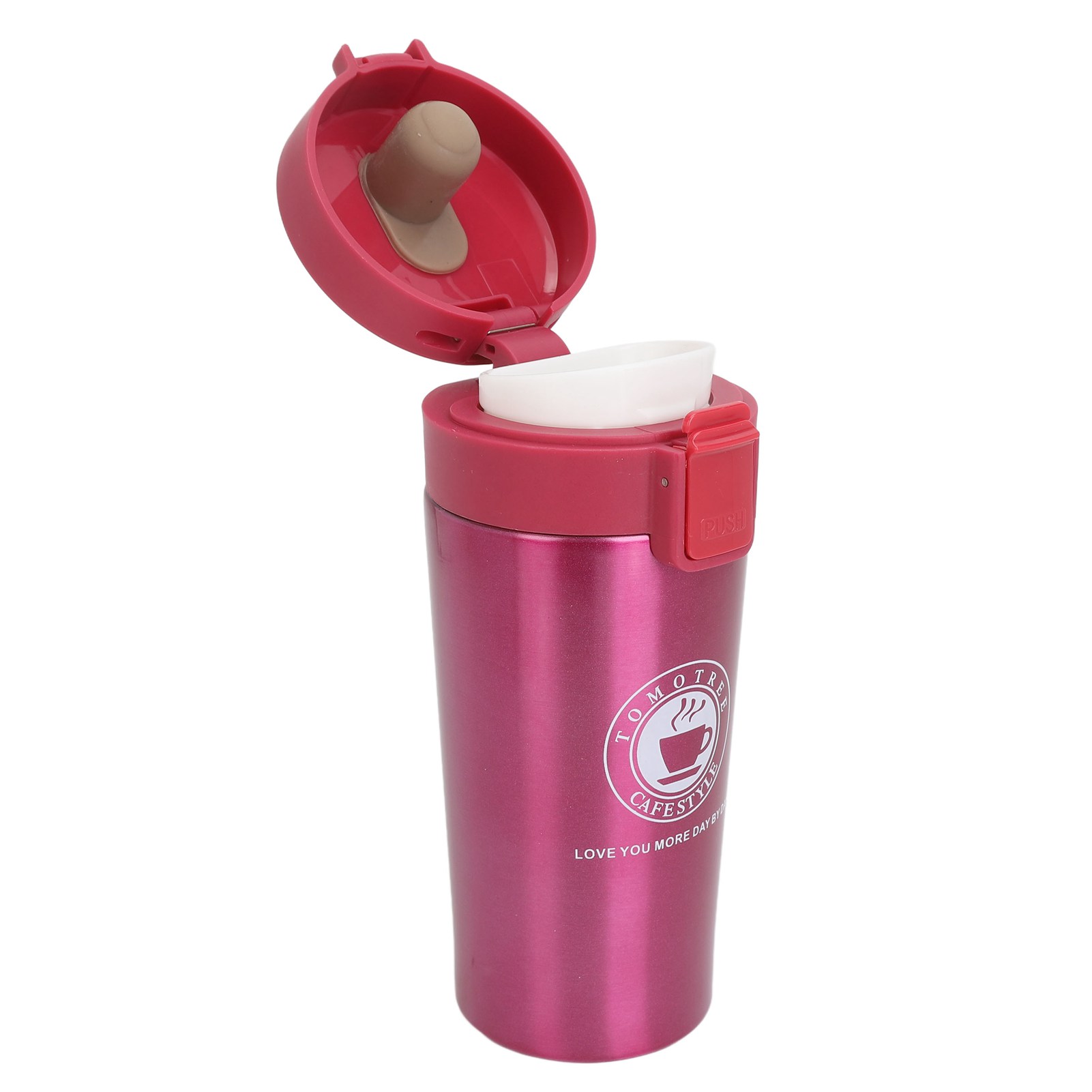 Doppelwandiger, Isolierter Kaffeebecher Aus Edelstahl, Tragbar, Mit Schnappverschluss, Isolierte Kaffeeflasche, Rot, 380 Ml