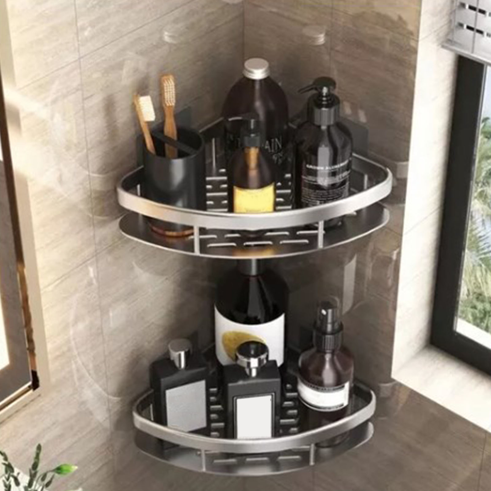 4-teiliges Eckduschregal Aus Edelstahl, Langlebig, Platzsparend, Zur Wandmontage, Für Badezimmer