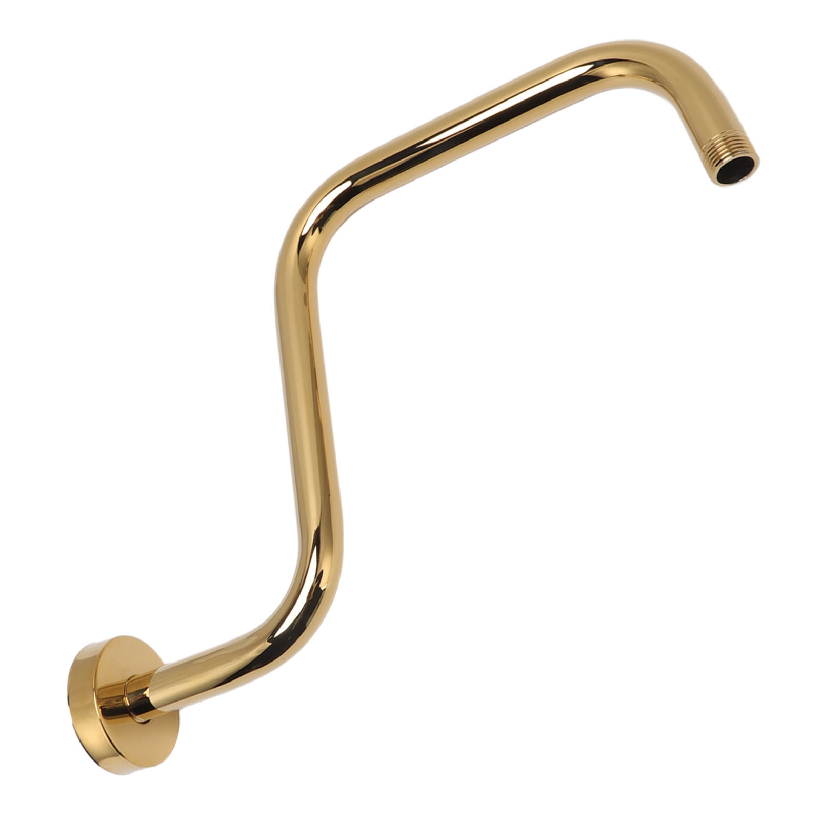 Duscharm Aus Edelstahl, Hoher Duscharm Mit Flansch, Wandbrausekopf, Steigrohr, Goldfarben