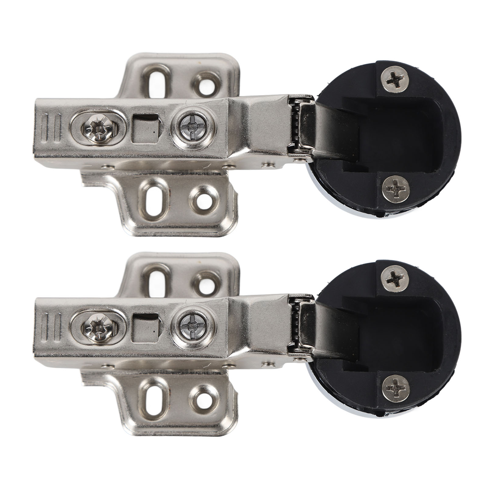 Set Aus 2 Glastürscharnieren Aus Edelstahl 201, 35-teiliges Dämpfungsscharnier Für Glastüren, Mittig Gebogen, Halbe Abdeckung 9 Mm