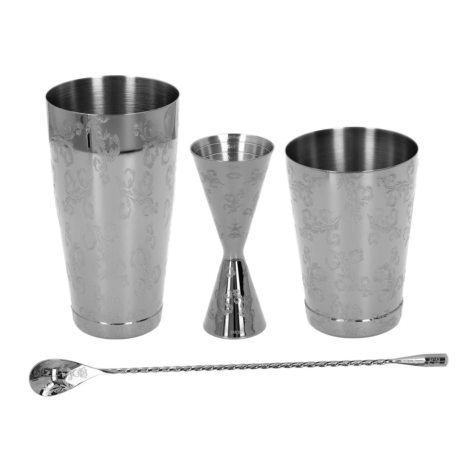 Boston Shaker Set, Multifunktional, Cocktailsieb Aus Edelstahl 304, Vintage-print, 2er-set
