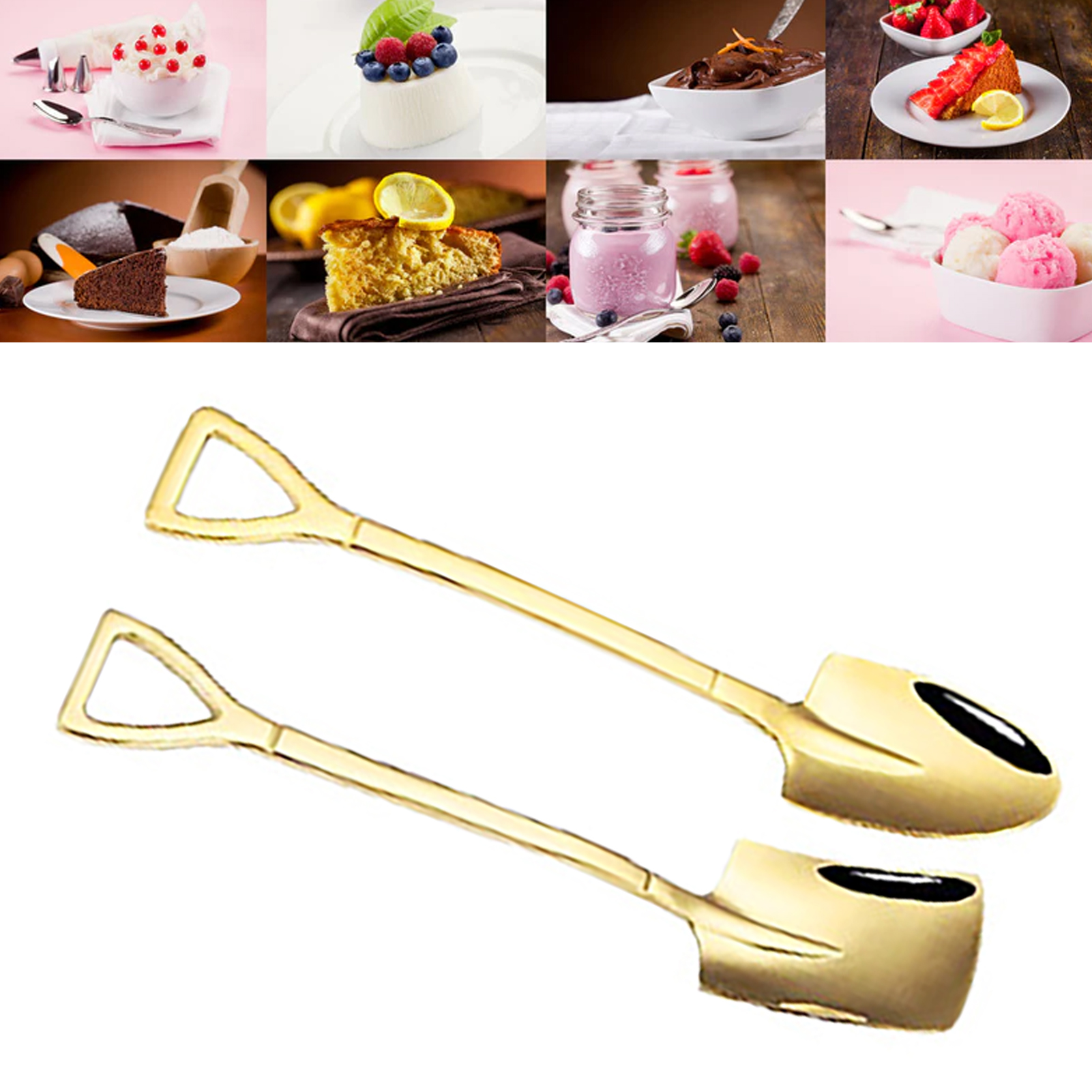 6-teiliges Set Aus Edelstahllöffeln Und -schaufeln, Quadratischem Und Spitzem Löffel Für Zuhause, Outdoor Und Büro, Titan, 15 Cm