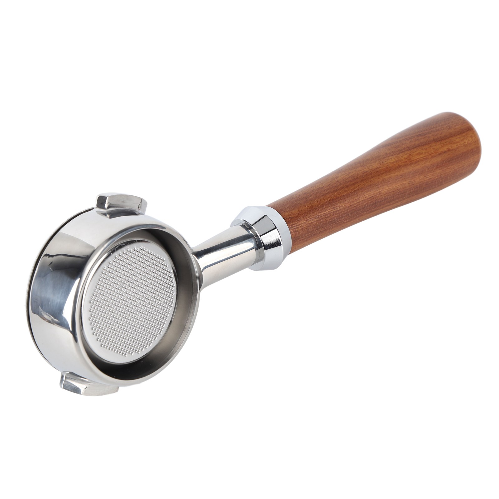Bodenloser Kaffeefilterhalter, Abnehmbar, Waschbar, Edelstahl, Bodenloser Filterhalter Mit Ergonomischem C-förmigem Holzgriff