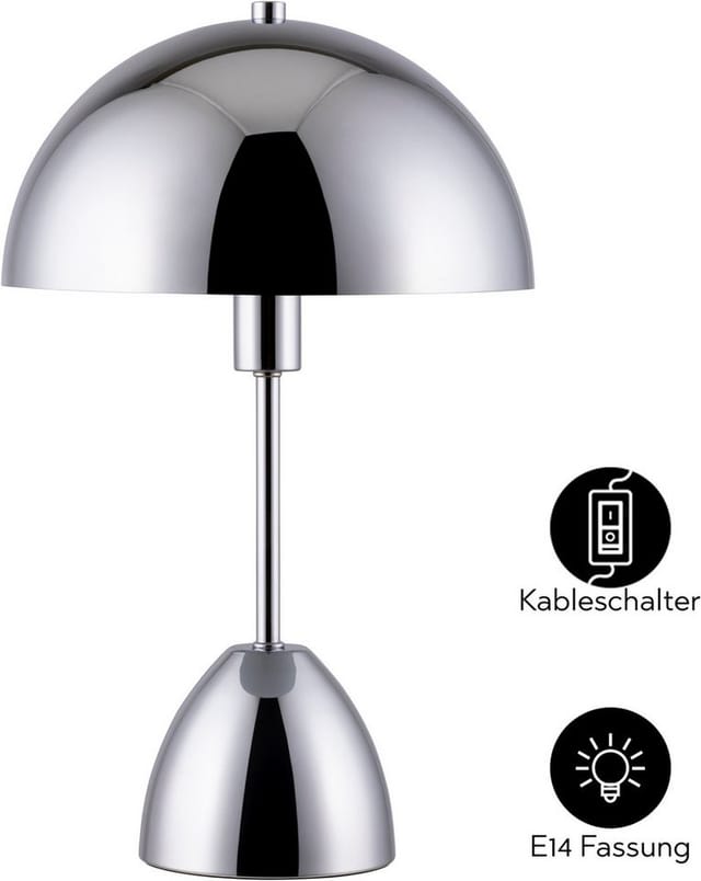OTTO home Tischleuchte Dorrio Pilzlampe, Leuchtmittel wechselbar, ohne Leuchtmittel, Textilkabel blendfreie Nachttischleuchte, Tischlampe, E14, Pilz, Lampe