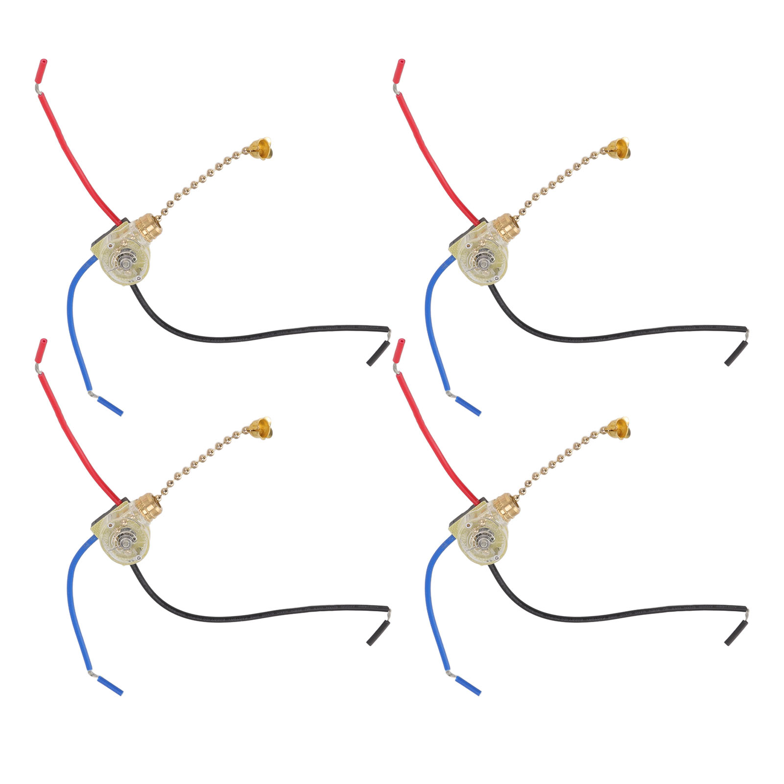 4 Stück Deckenventilator-lichtschalter Mit Kette Zum Lampenwechsel, 3-adriger Deckenventilator-lampenschalter 250 V 125 V, Gold