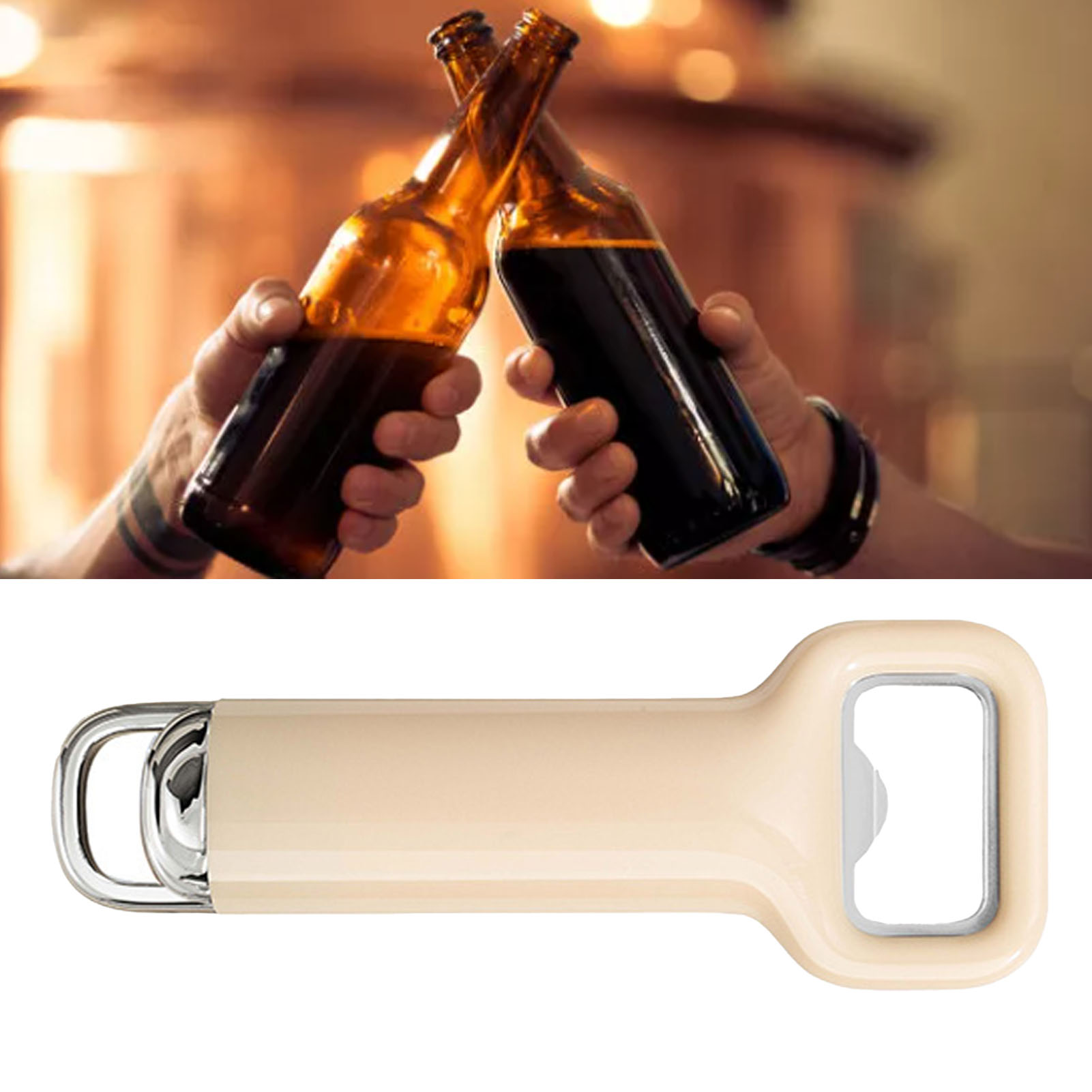 Robuster, Flacher Flaschenöffner Aus Edelstahl, Tragbarer Hängeflaschenöffner Für Barkeeper, Küche, Bar, Restaurant, Beige