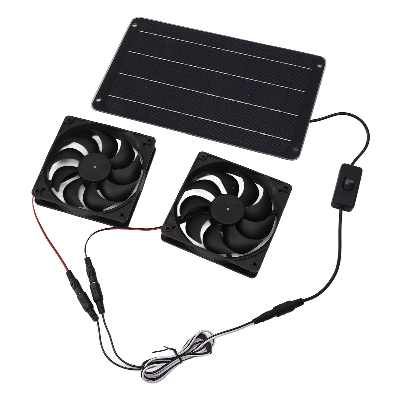 20-w-solar-doppellüfter-set, Energiesparend, 12 V, Mit Solarpanel Und Schalter Für Gewächshaus Und Tierhaus Im Wohnmobil