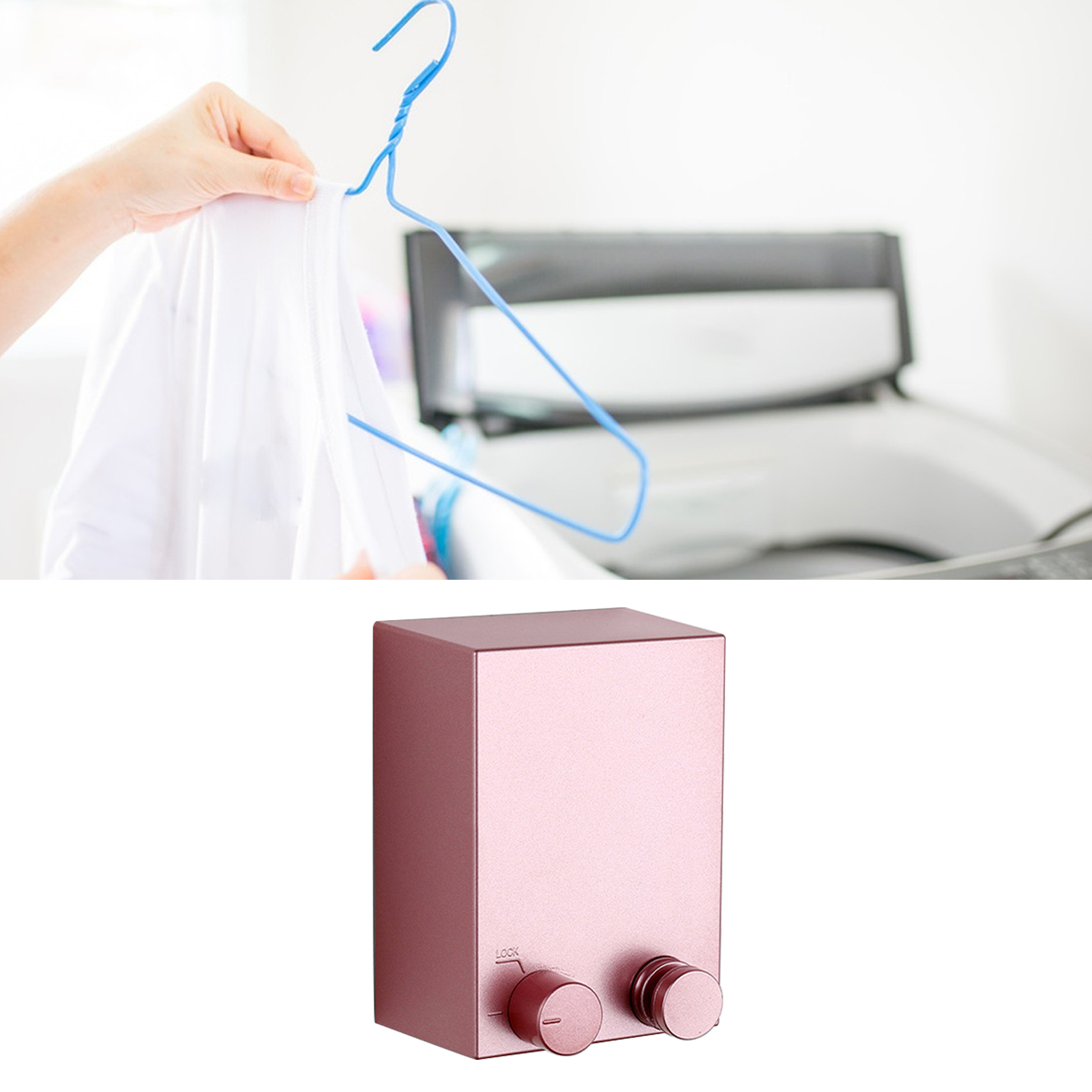 4,2 M Lange, Ausziehbare Wäscheleine Aus Edelstahl, Ohne Löcher, Für Zuhause Und Balkon, Rosa