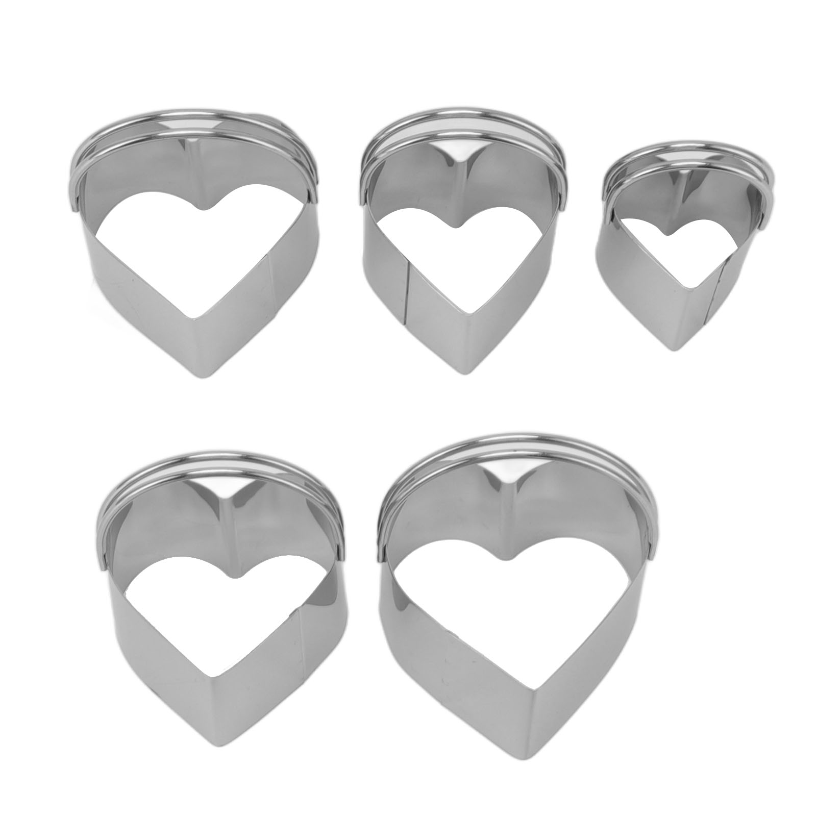 Set Mit 5 Edelstahl-ausstechformen Mit Griffen Zum Backen Herzförmiger Kekse Auf Alentine