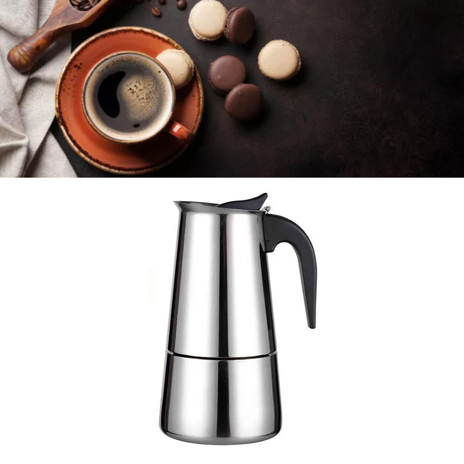 100 Ml Moka-kanne Aus Edelstahl Mit Wärmeisolierung Zum Manuellen Aufbrühen Von Kaffee