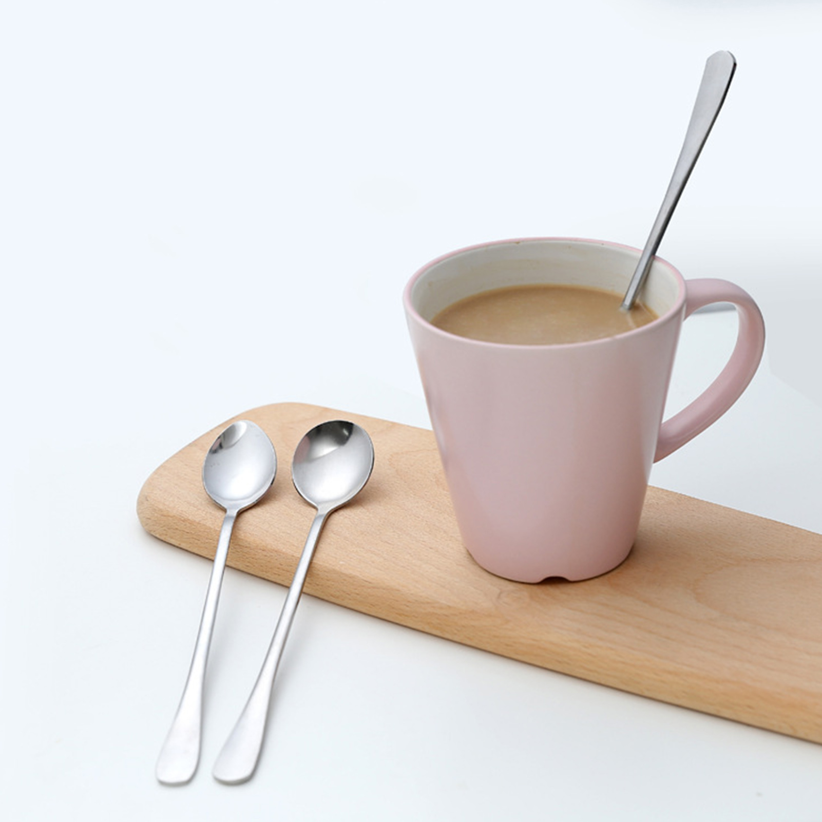 3 Stück Edelstahllöffel Mit Langem Griff Für Kaffee Und Eistee, Für Bars Und Partys, Mit Rundem Kopf