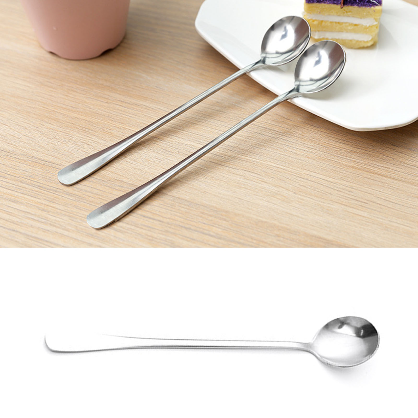 3-teiliges Set Aus Eleganten, Multifunktionalen Edelstahl-löffeln Mit Langen Griffen Zum Umrühren Von Kaffee, Tee Und Desserts, Runder Kopf.