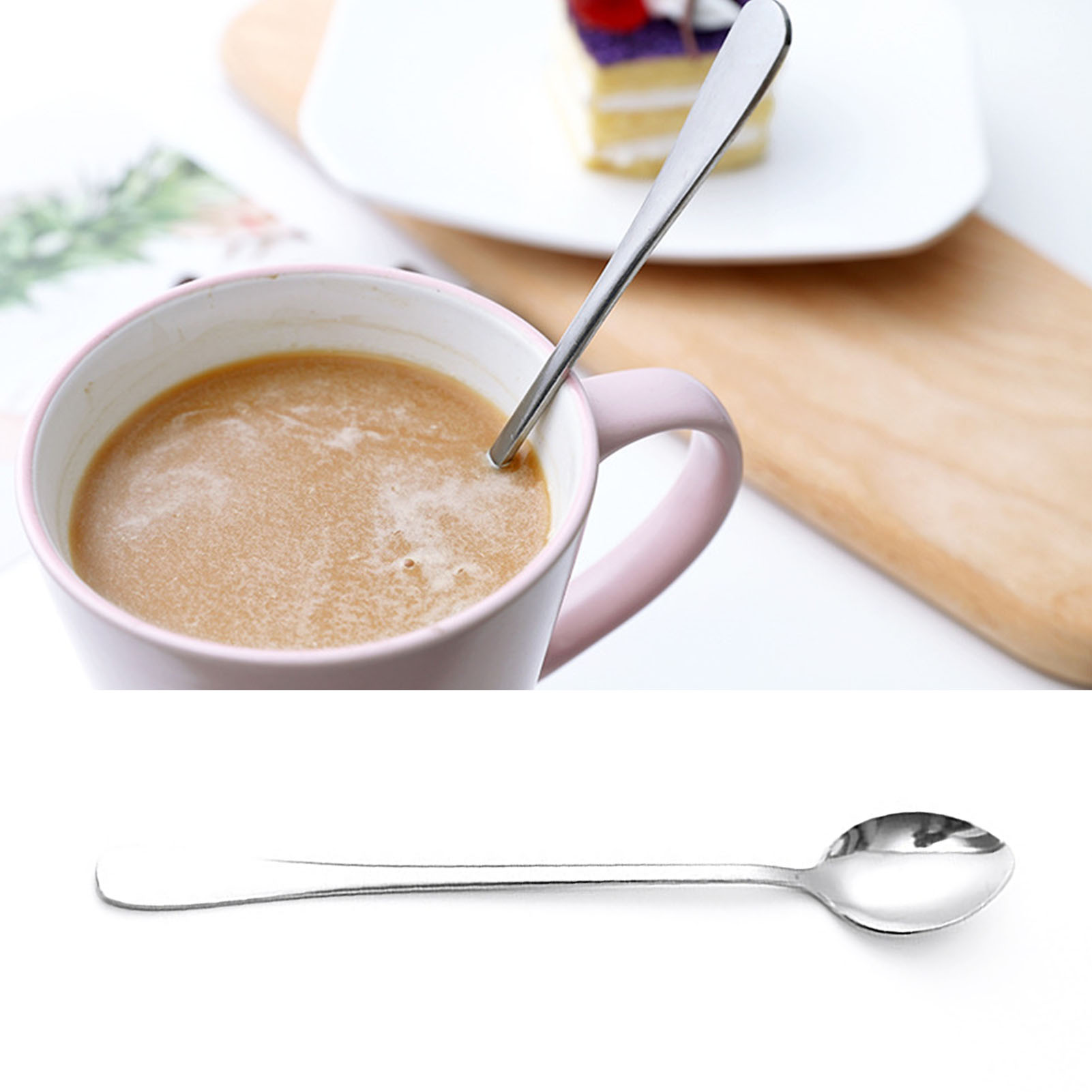 3-teiliges Set Eleganter, Multifunktionaler Löffel Mit Langen Edelstahlgriffen Zum Umrühren Von Kaffee, Tee Und Desserts, Spitz Zulaufend.