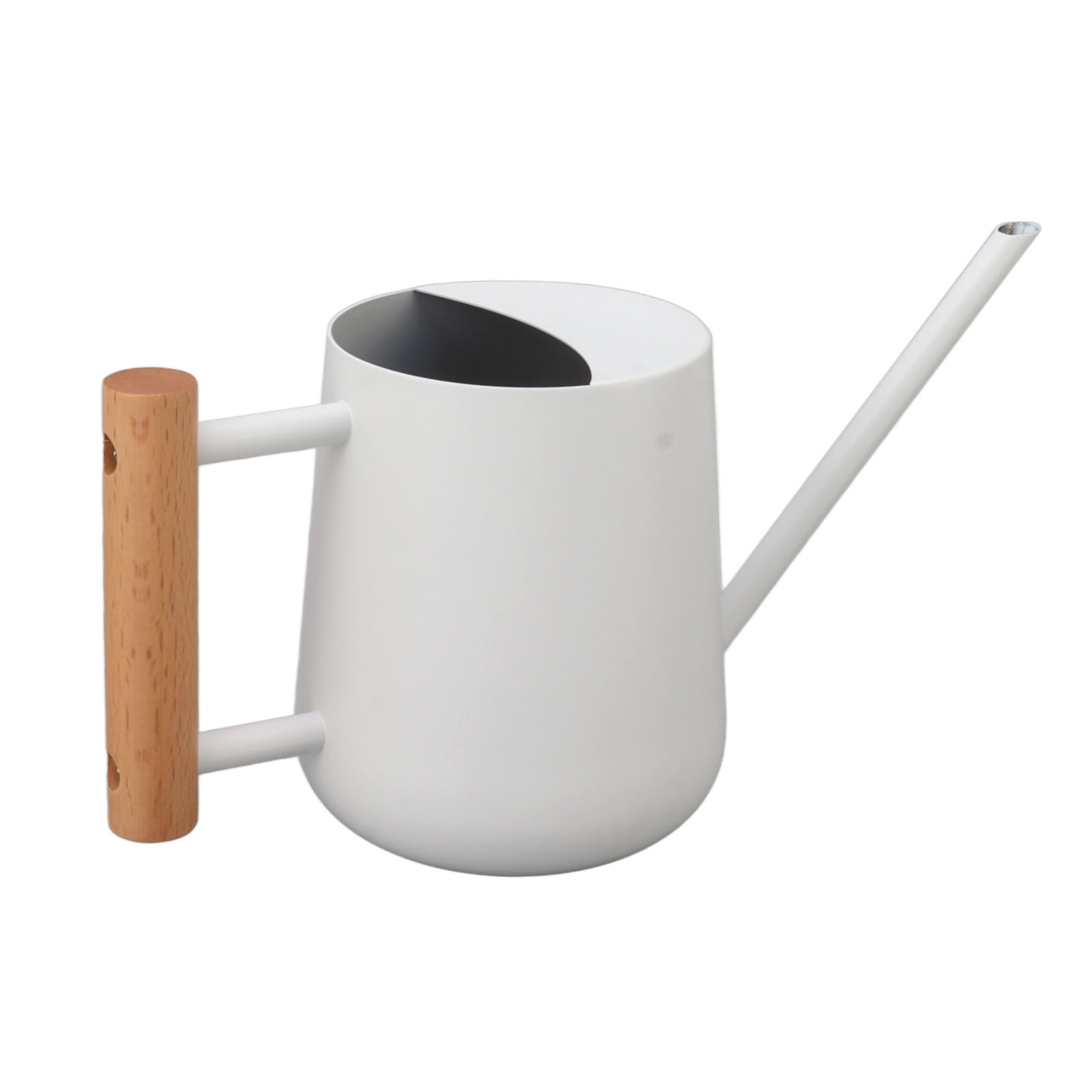 900 Ml Gießkanne Aus Edelstahl, Langer Ausguss, Holzgriff, Eleganter Blumentopf, Für Garten Und Außenbereich, Weiß