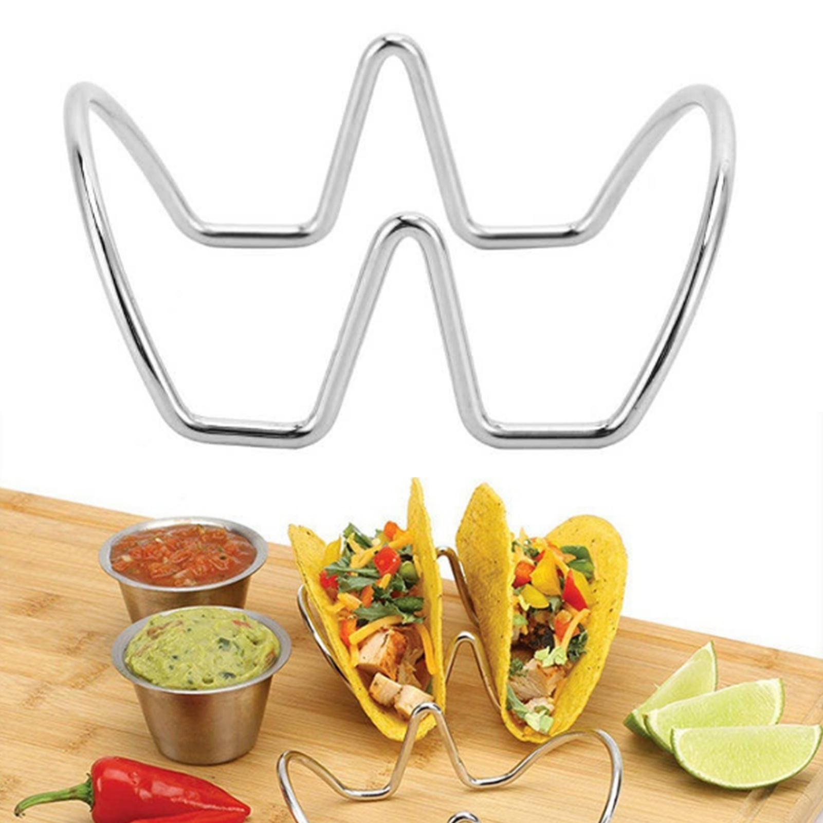 U-förmiger Taco-ständer, Taco-schalenständer Aus Edelstahl, Zum Backen Und Für Gesellige Runden, 2 Ablagen