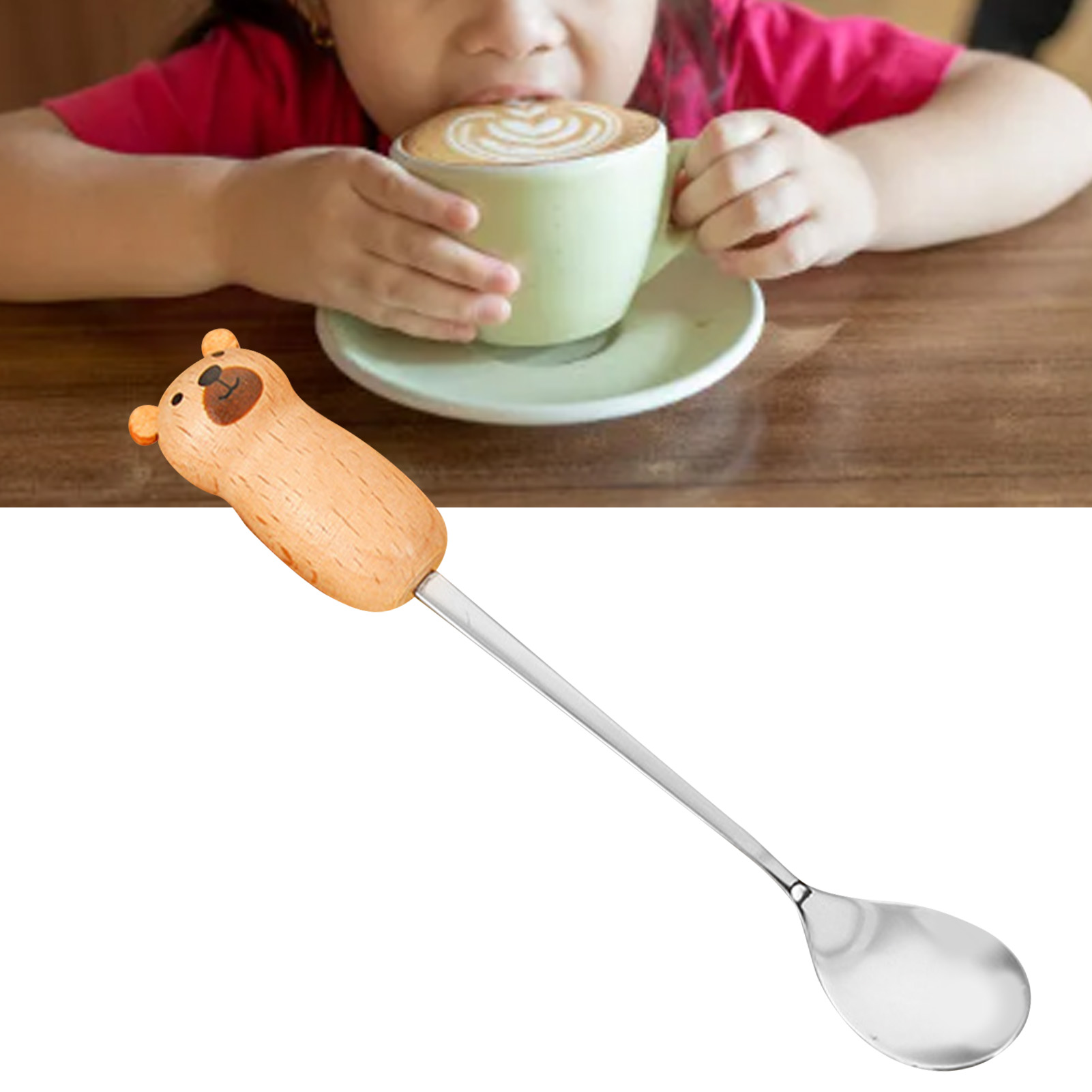 Kaffeerührlöffel Aus Stahl, Kreativ, Mit Cartoon-motiv, Niedlich, Kinderfreundlich, Für Eis Und Desserts, Spülmaschinenfest, Teddybär-löffel