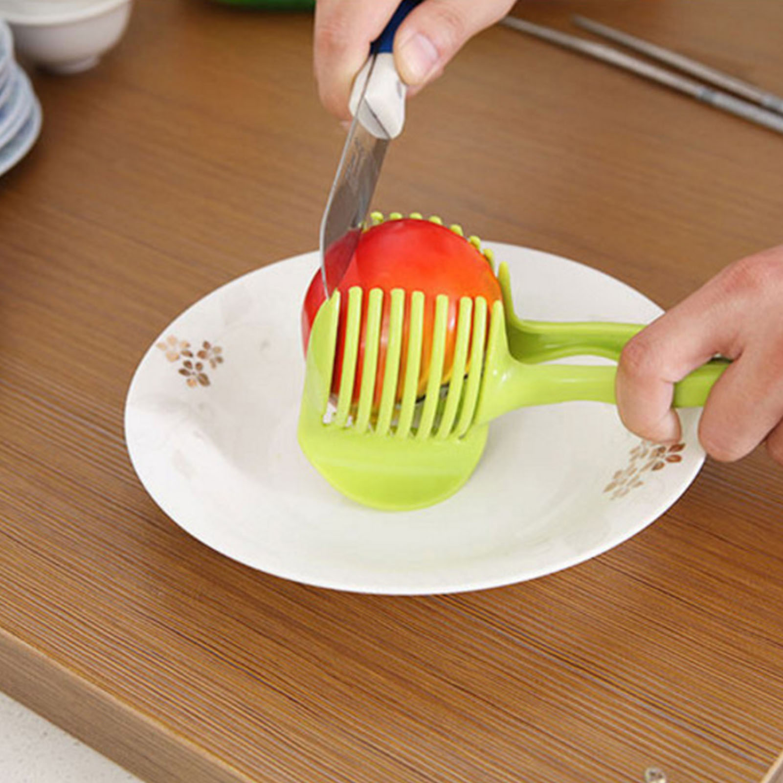 Tomatenschneiderhalter Aus Abs, Multifunktional, Manuell, Rund, Obstzange, Zwiebelhalter, Küchenhelfer Zum Schneiden, Werkzeug Für Zitronen, Eier, Gemüse