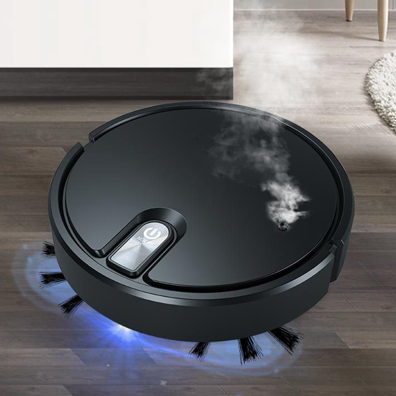 Saugroboter, Kehrroboter, Automatisch, Leiser Betrieb, Effizient, Intelligent, Filtert, Sprüht, Mit Akku, Schwarz