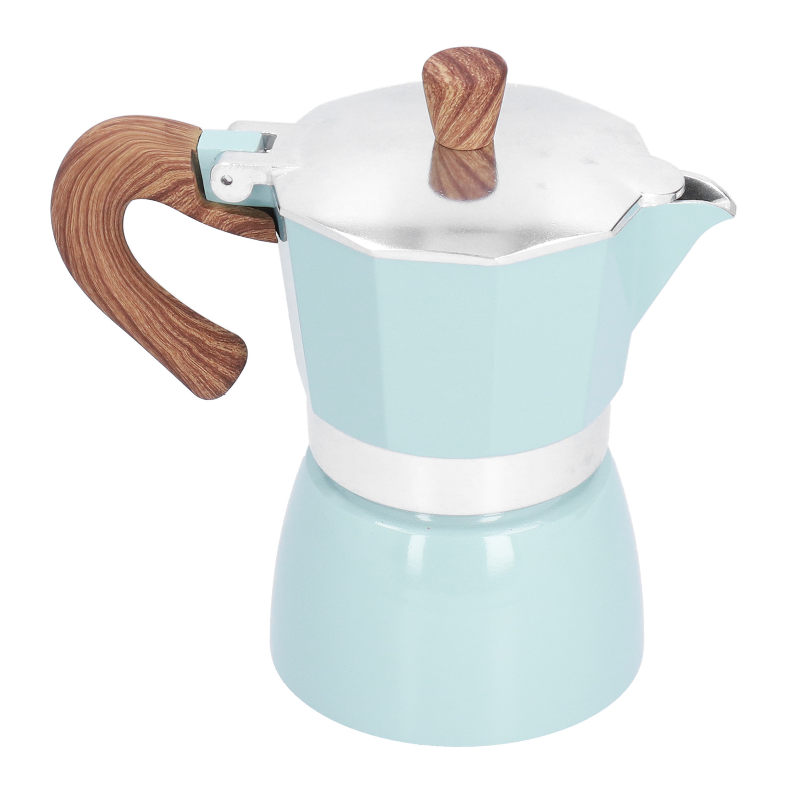 Praktische Kaffeemaschine Aus Aluminium, Achteckig, 150 Ml, Für Zuhause, Büro Und Küche, Seeblau