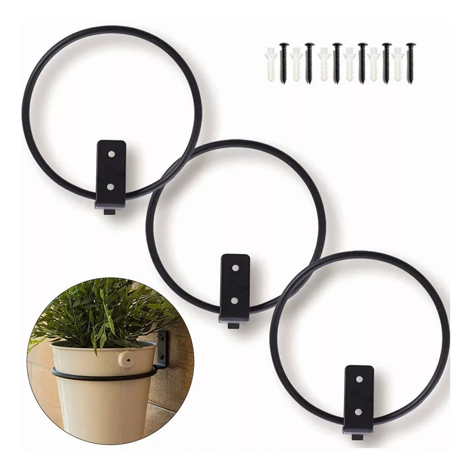 3 Stück 6-zoll-wandhänger Für Blumentöpfe, Metall-blumentopfaufhänger Für Den Innen- Und Außenbereich