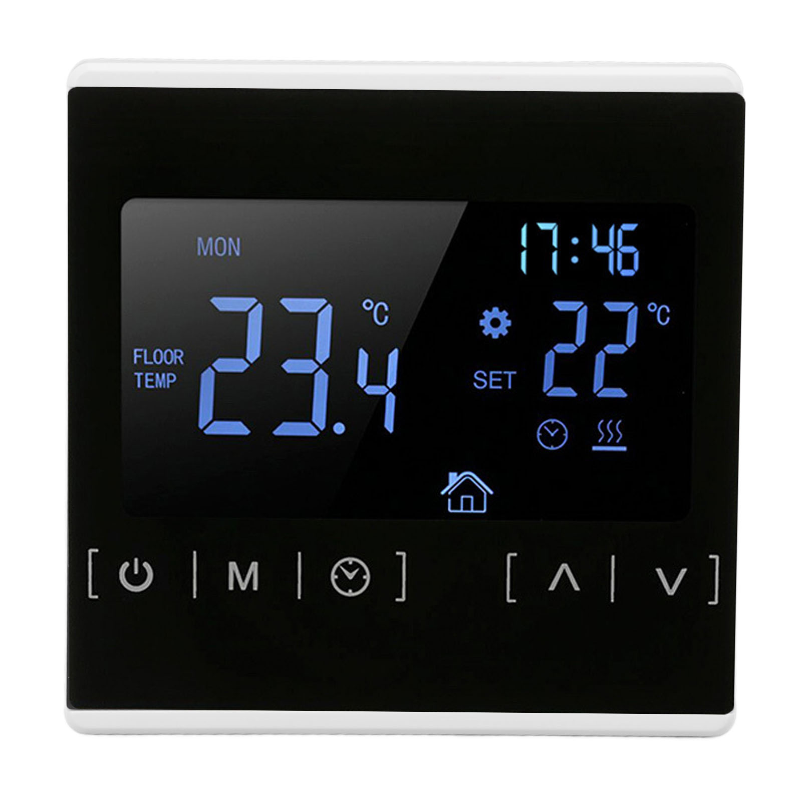 Intelligenter Thermostat Mit Beleuchtetem Touchscreen Und Dualer Temperaturregelung Für Fußbodenheizung, Hohe Leistung 85–240 V Wechselstrom, Weiß