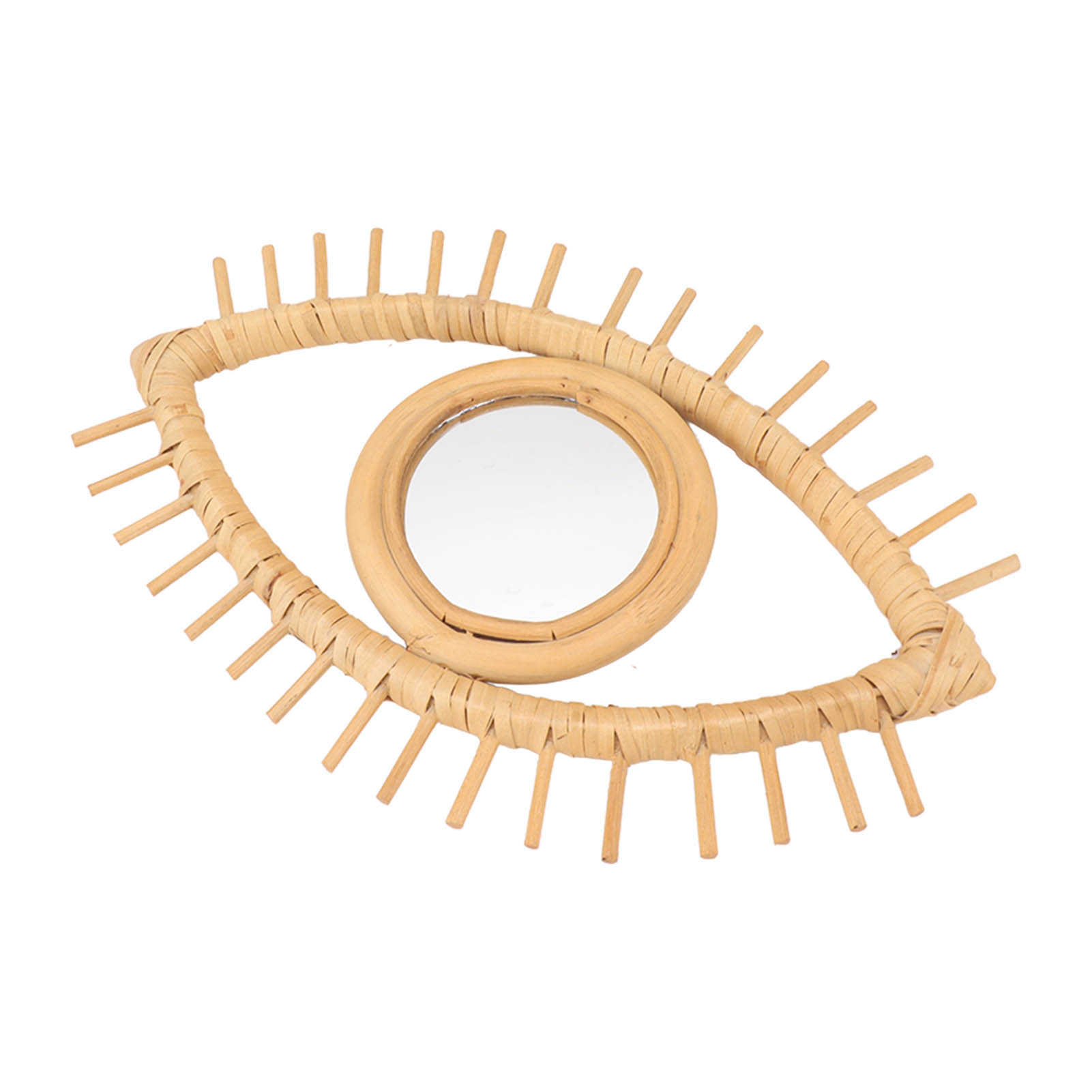 Augenförmiger Wandspiegel Aus Rattan Mit Elegantem, Handgefertigtem Ornament Zur Dekoration Von Badezimmern In Privathaushalten Und Hotels
