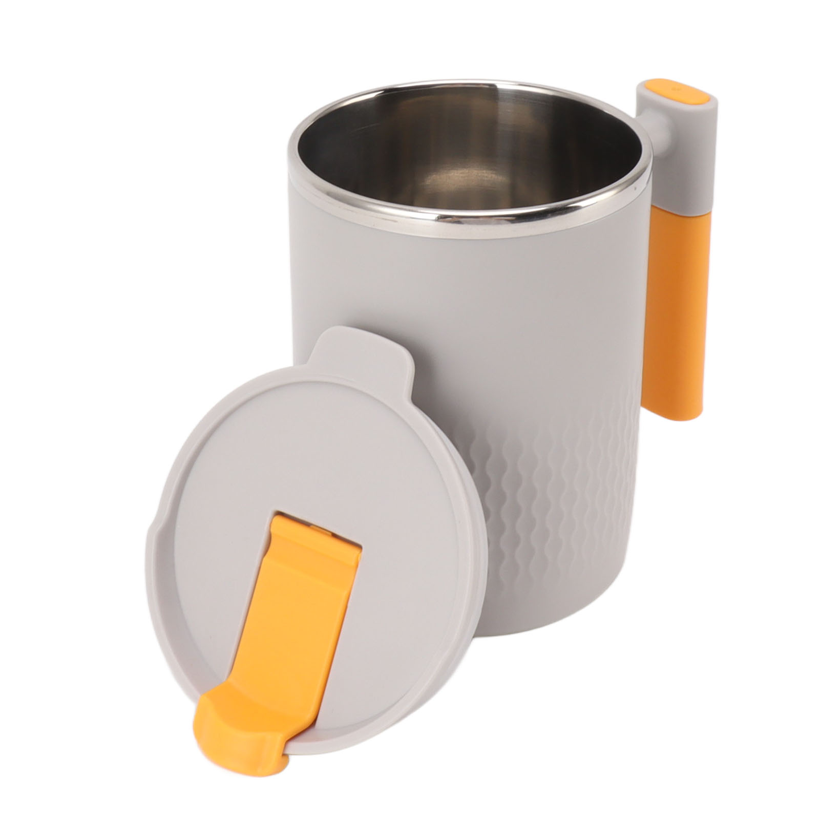 450 Ml Edelstahl-thermosbecher Mit Henkel Und Deckel Für Büro, Schule Und Zuhause, Hellgrau