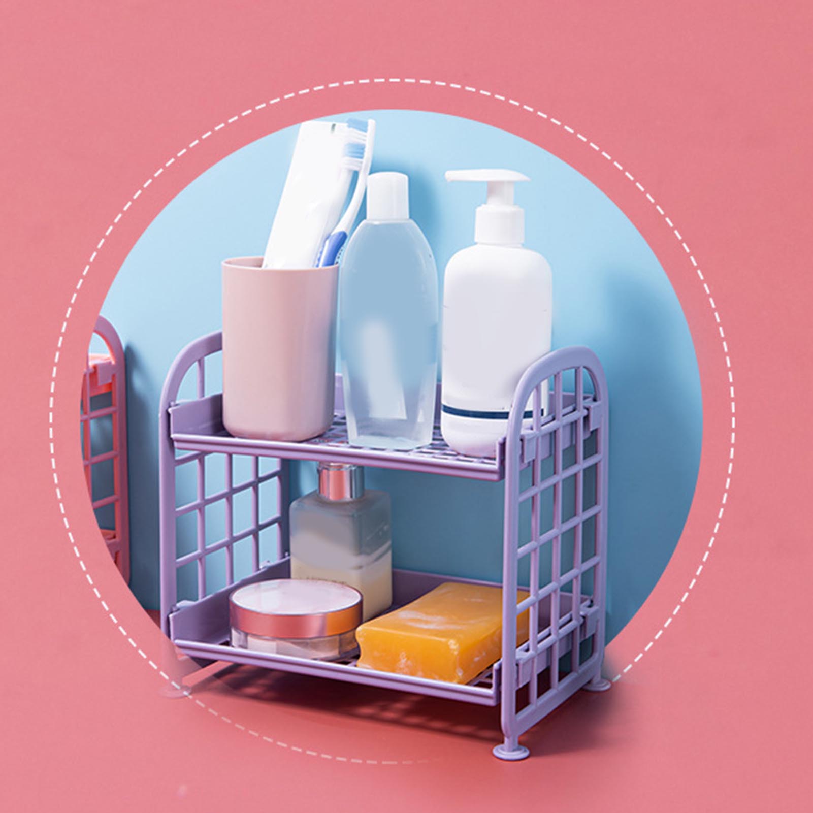 Schreibtischständer, 2-stöckig, Faltbar, Robust, Organizer Für Kosmetik, Bad Und Küche