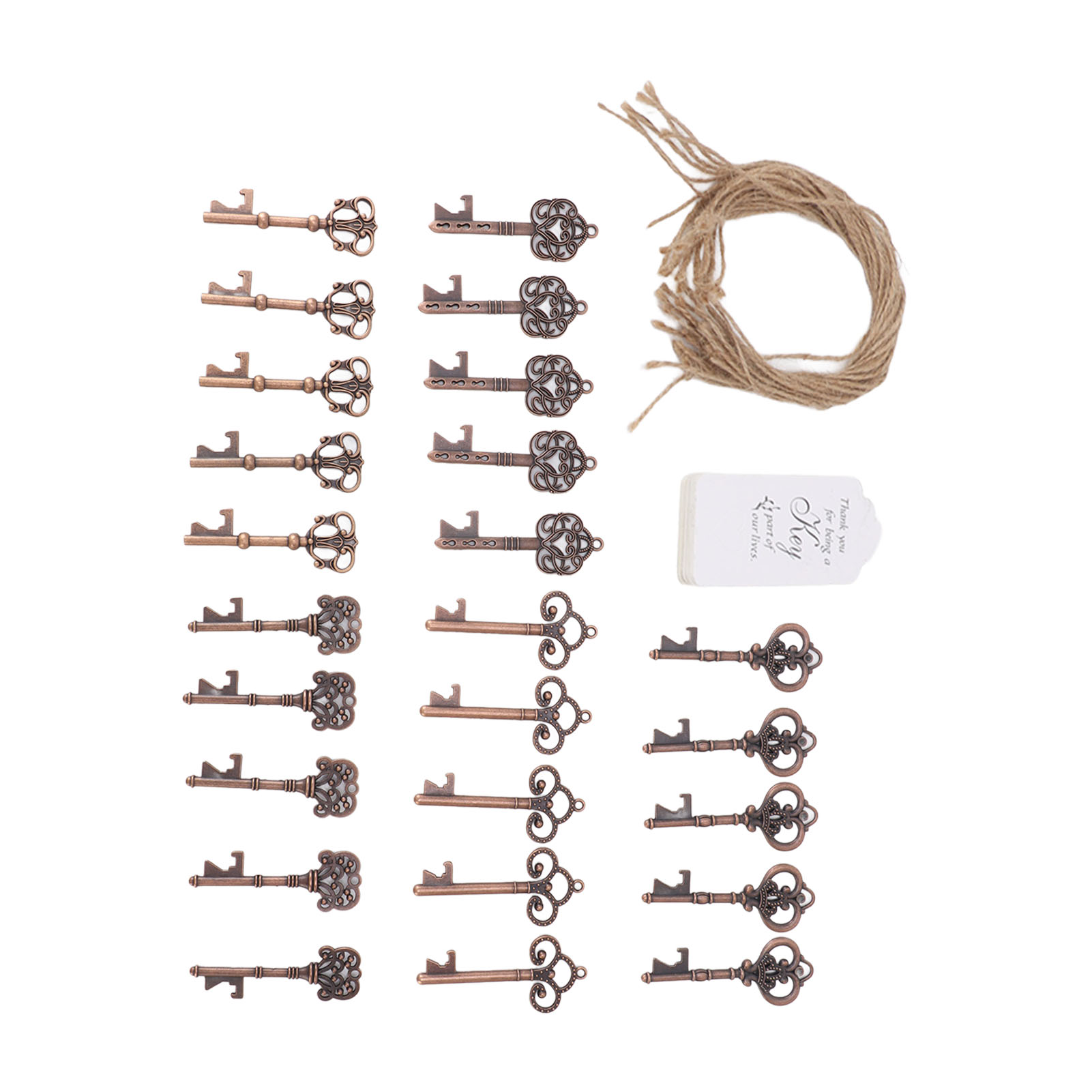 25-teiliges Retro-flaschenöffner-set Aus Metall Mit Karten Und Kordeln Für Hochzeiten