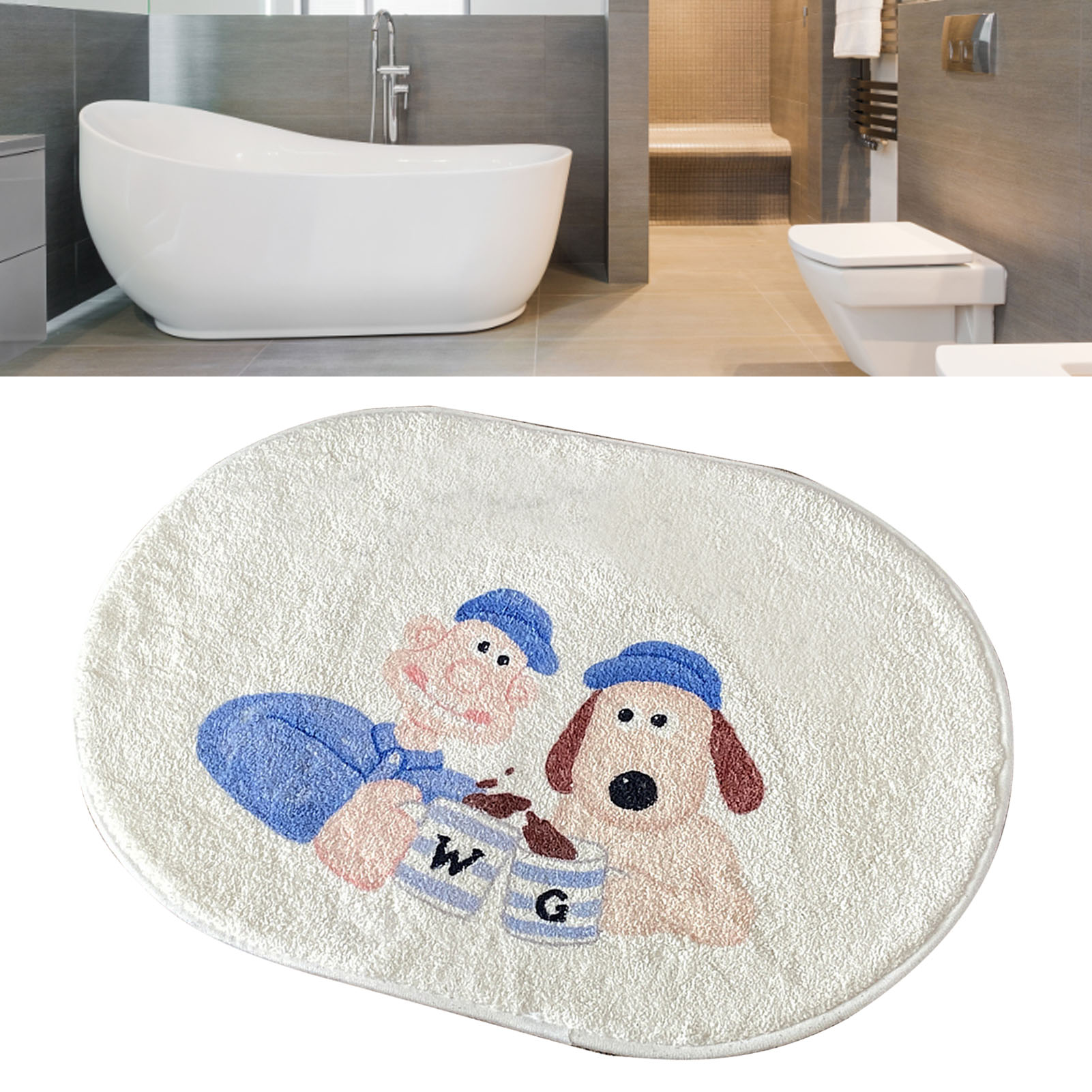Wasserdichte Badematte Mit Cartoon-motiv, Flauschig, Hautfreundlich, Fürs Badezimmer, 60 X 90 Cm