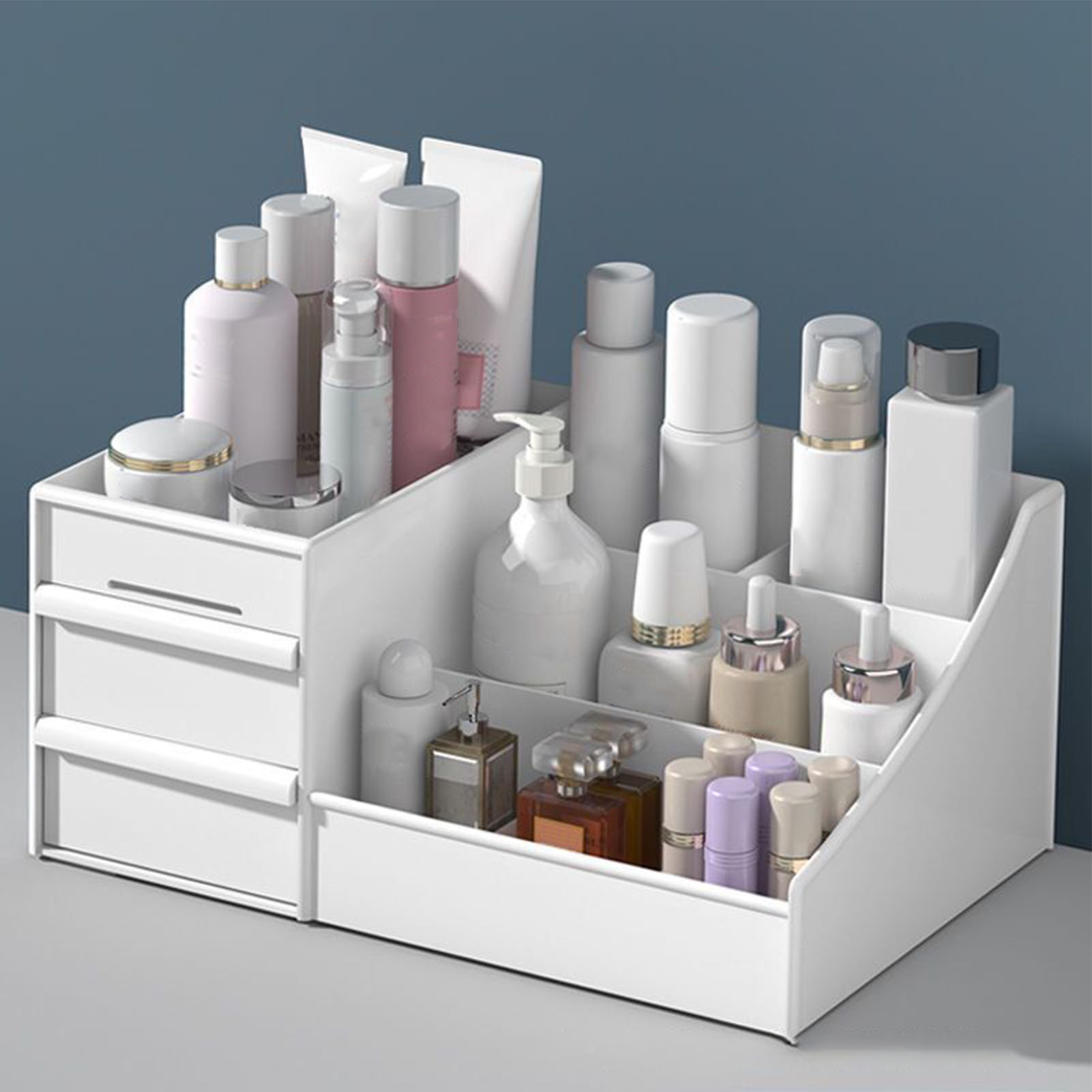 Kosmetik-organizer, Großes Fassungsvermögen, Mit Schubladen, Für Kosmetik, Lippenstifte, Nagelpflege, Hautpflege, Weiß