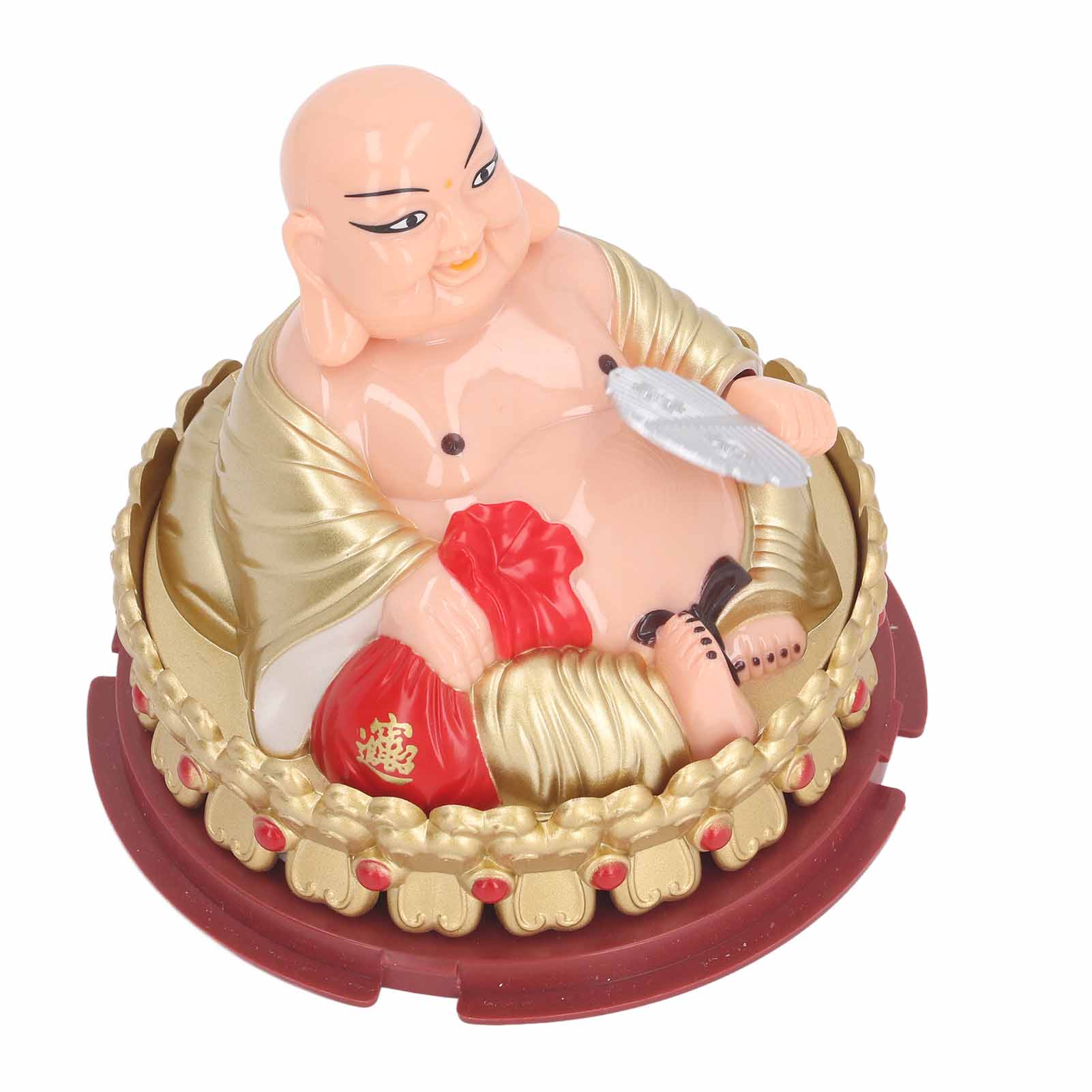 Maitreya-buddha-figur Mit Sonnenlichtsensor Und Ventilator, Kunststofffigur Für Glück, Für Mittelkonsole, Kasse Und Schreibtisch