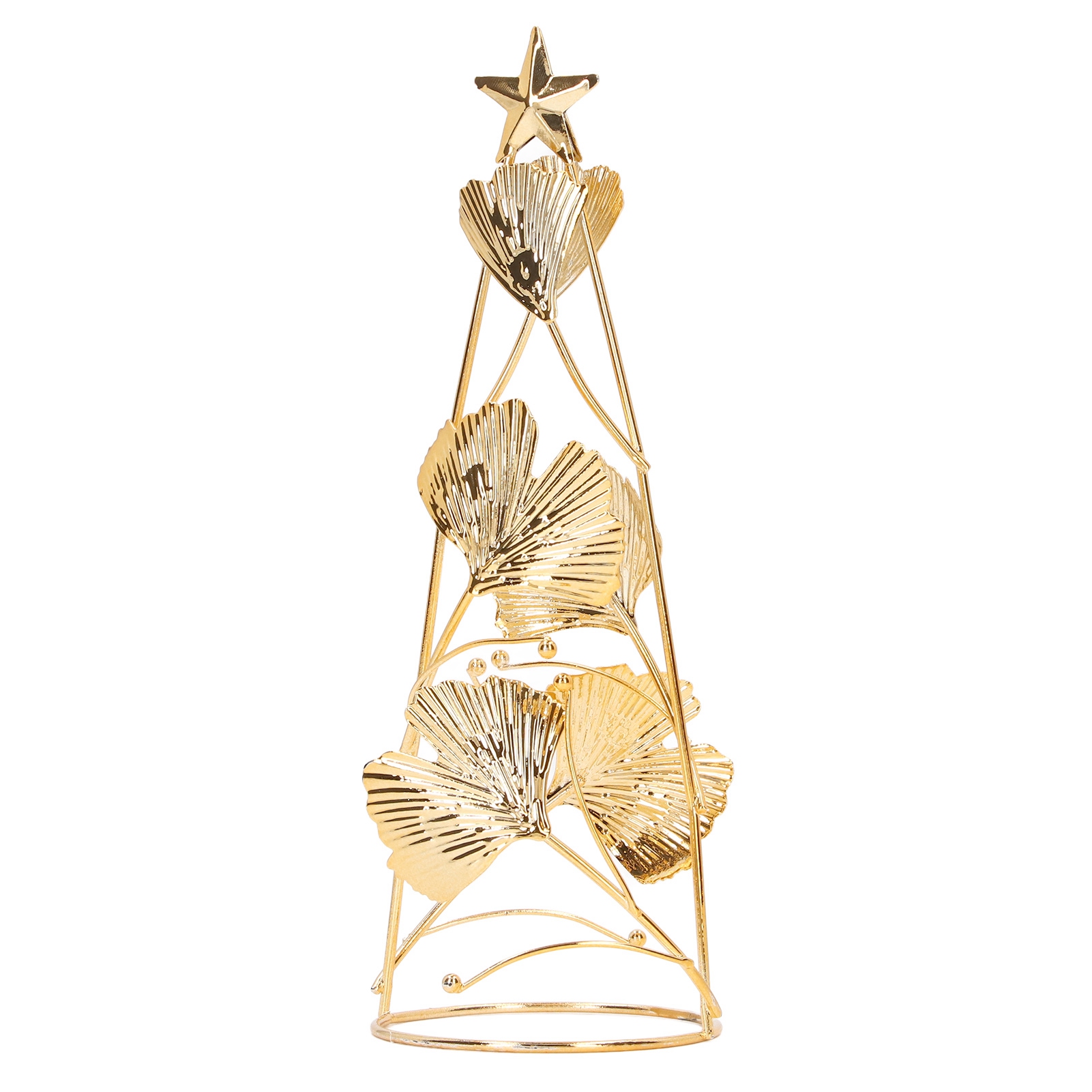 Weihnachtsbaum-kerzenständer, Klein, Rund, Goldfarben, Aus Eisen, Mit Aprikosenfarbenen Blättern, Zur Tischdekoration