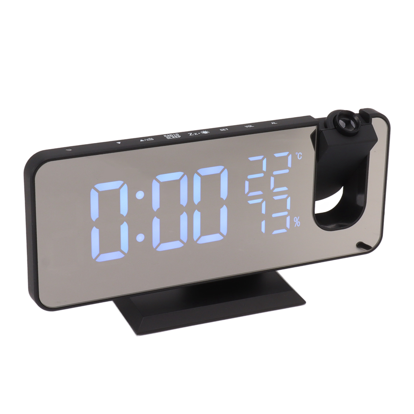 Fm-radio-led-digitalwecker Mit Digitaler Led-projektion Für Schlafzimmer, Nachtlicht, Schwarz, Gehäuse, Schwarz