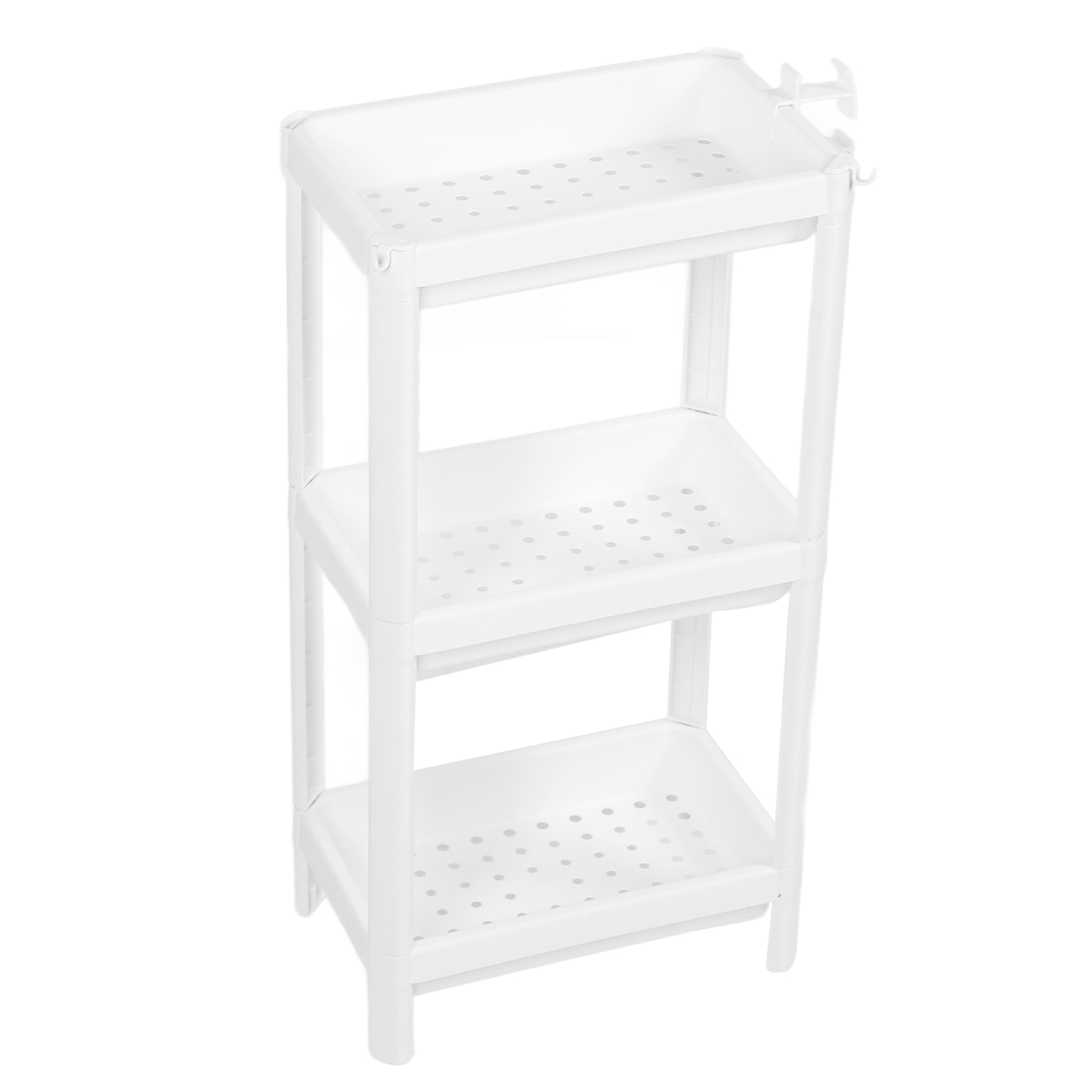Freistehendes Kunststoffregal Für Bad, Organizer, Multifunktionales Regal Für Wohnzimmer, Schlafzimmer, Küche, Weiß, 3 Ebenen