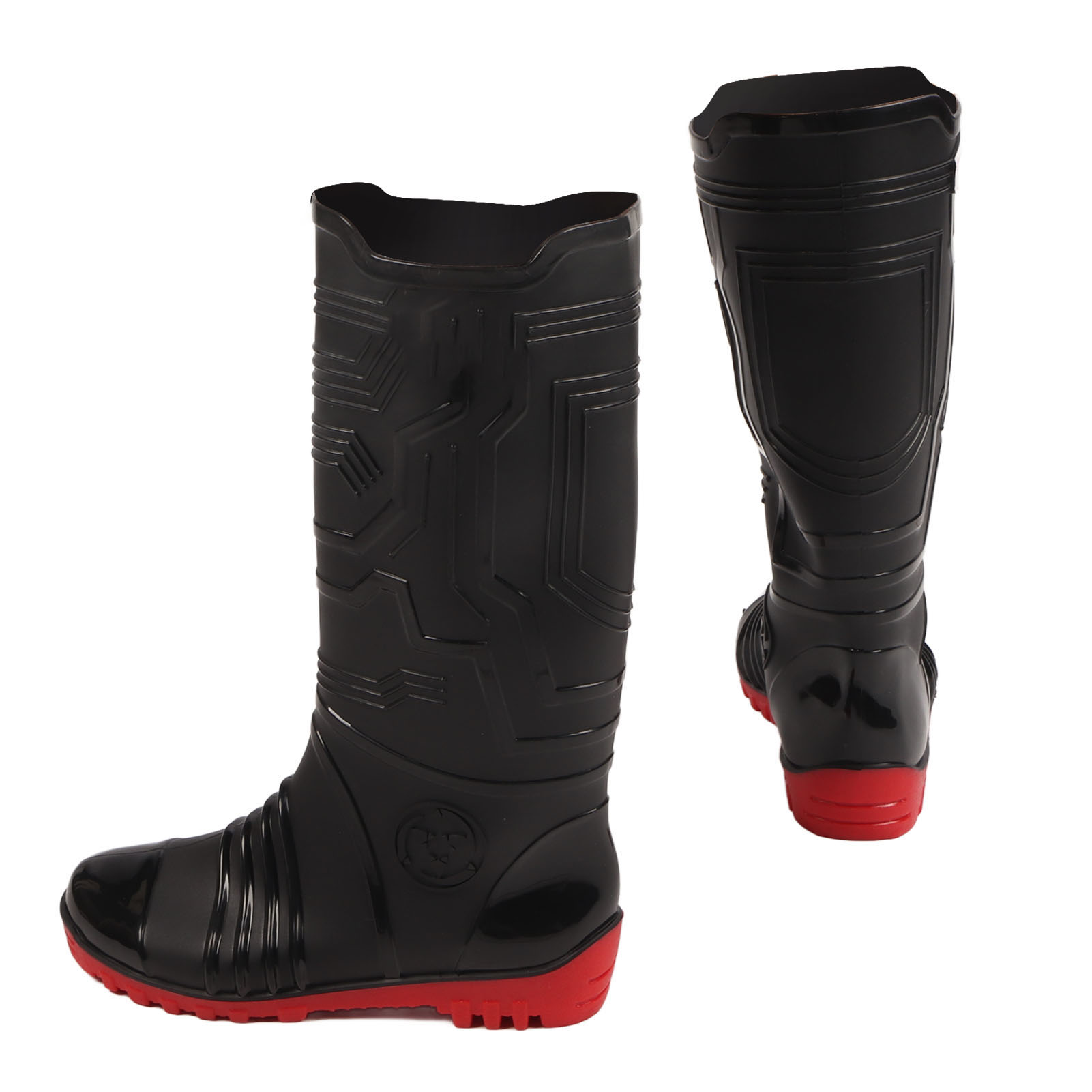 Wasserdichte, Atmungsaktive, Abriebfeste, Rutschfeste Und Griffige Gummistiefel Für Herren Mit Hohem, Weichem Futter Für Den Outdoor-einsatz, Schwarz Mit Roter Sohle, Größe 41
