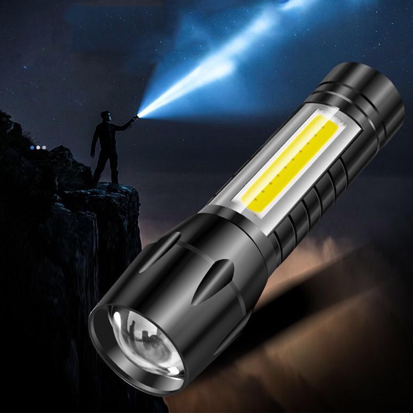 10-watt-taschenlampe Mit Hoher Leuchtkraft, Usb-aufladbar, Schwarz, Kompakt Und Leicht, Für Die Außenbeleuchtung