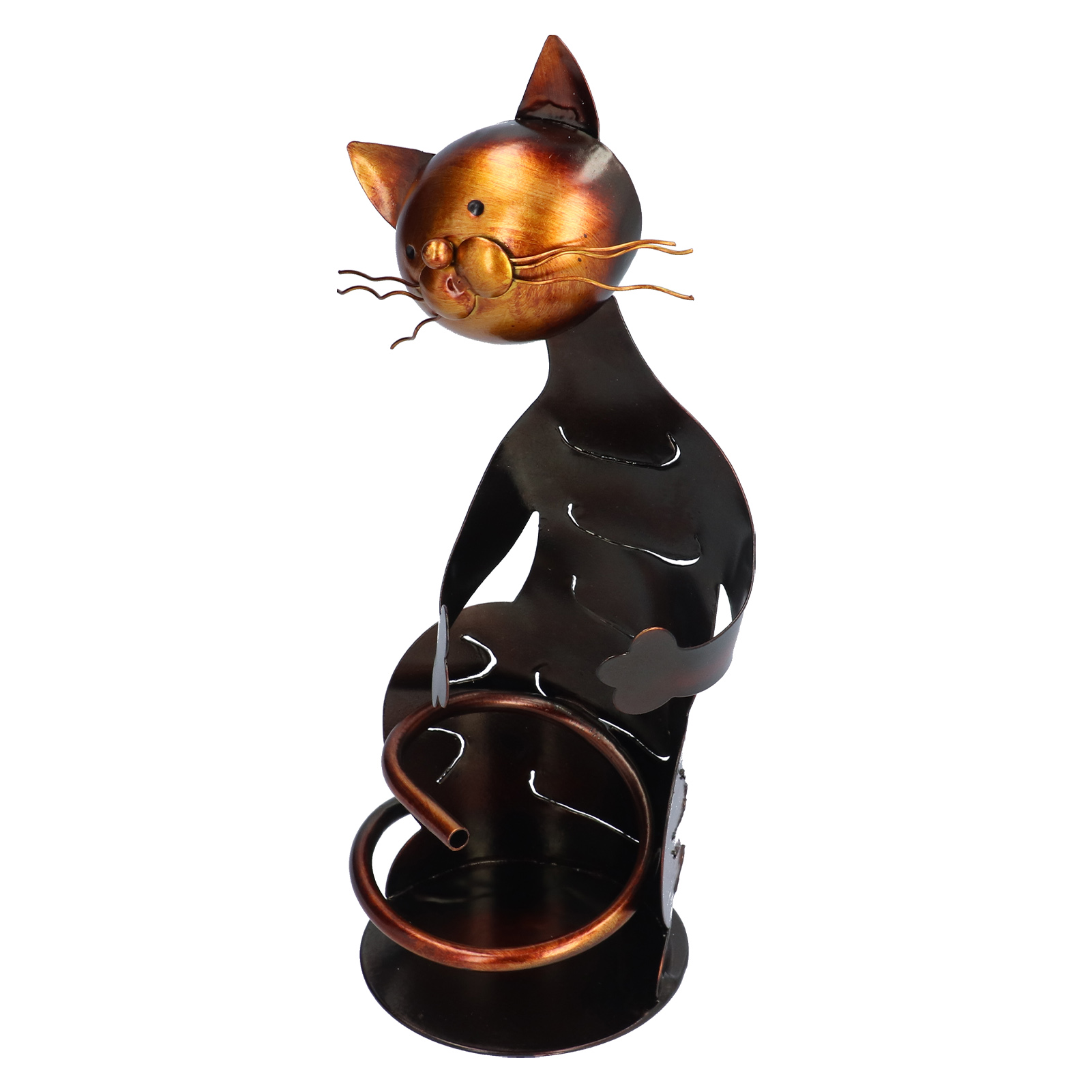 Weinregal In Katzenform, Metallskulptur, Gebrauchsgegenstand, Wohndekoration, Inneneinrichtung, Kunsthandwerk