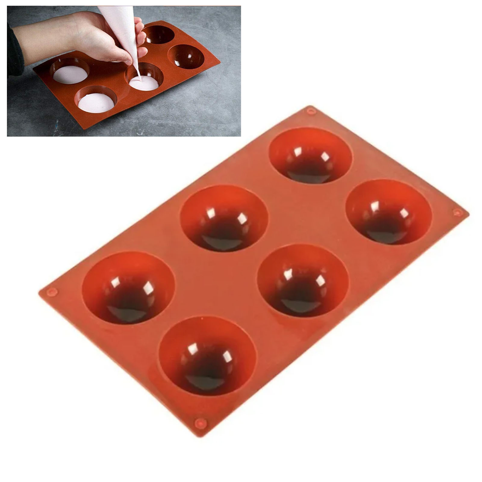Dessertformen Mit 6 Mulden, Halbkugelförmig, Aus Lebensmittelechtem Silikagel, Zum Backen Von Kuchen, Für Zu Hause