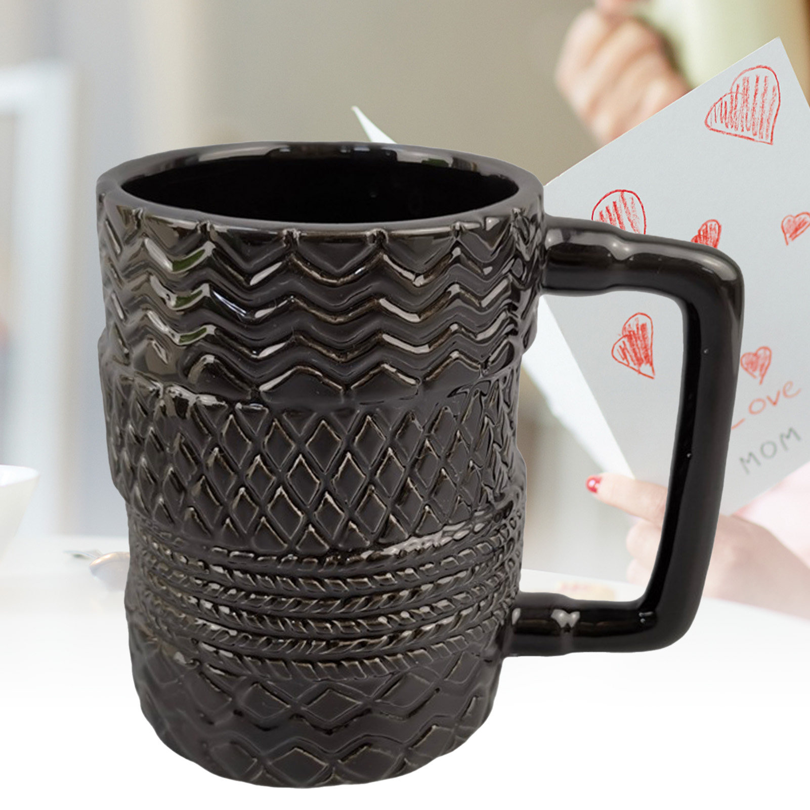 Kaffeetasse 380 Ml, Reifenmuster, Unregelmäßig, Keramik, Für Tee, Für Die Heimische Küche