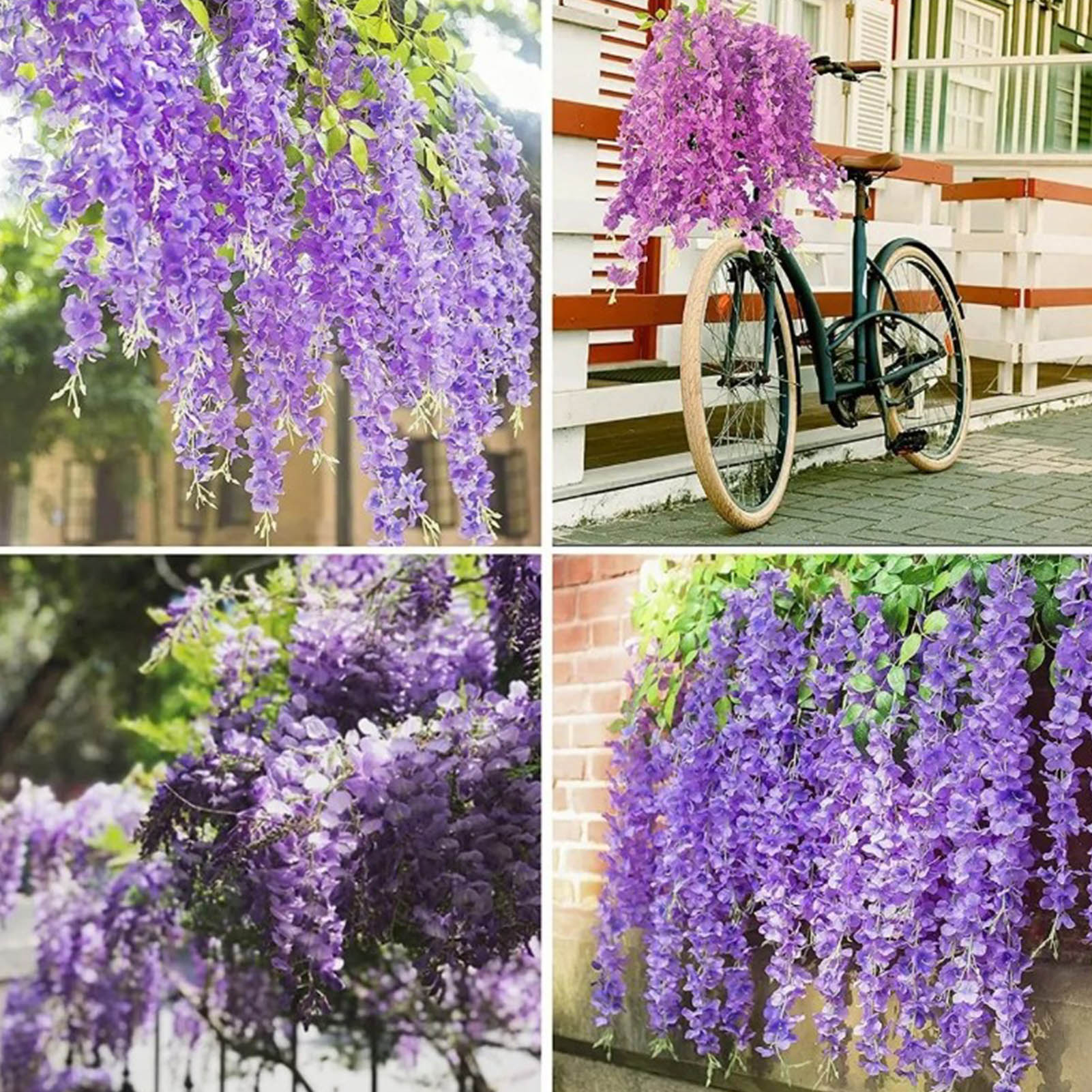 14 Künstliche Glyzinienblüten Für Die Decke, Sechsblättrig, Lila-blau, Künstliche Ranken, Hochzeits- Und Heimdekoration