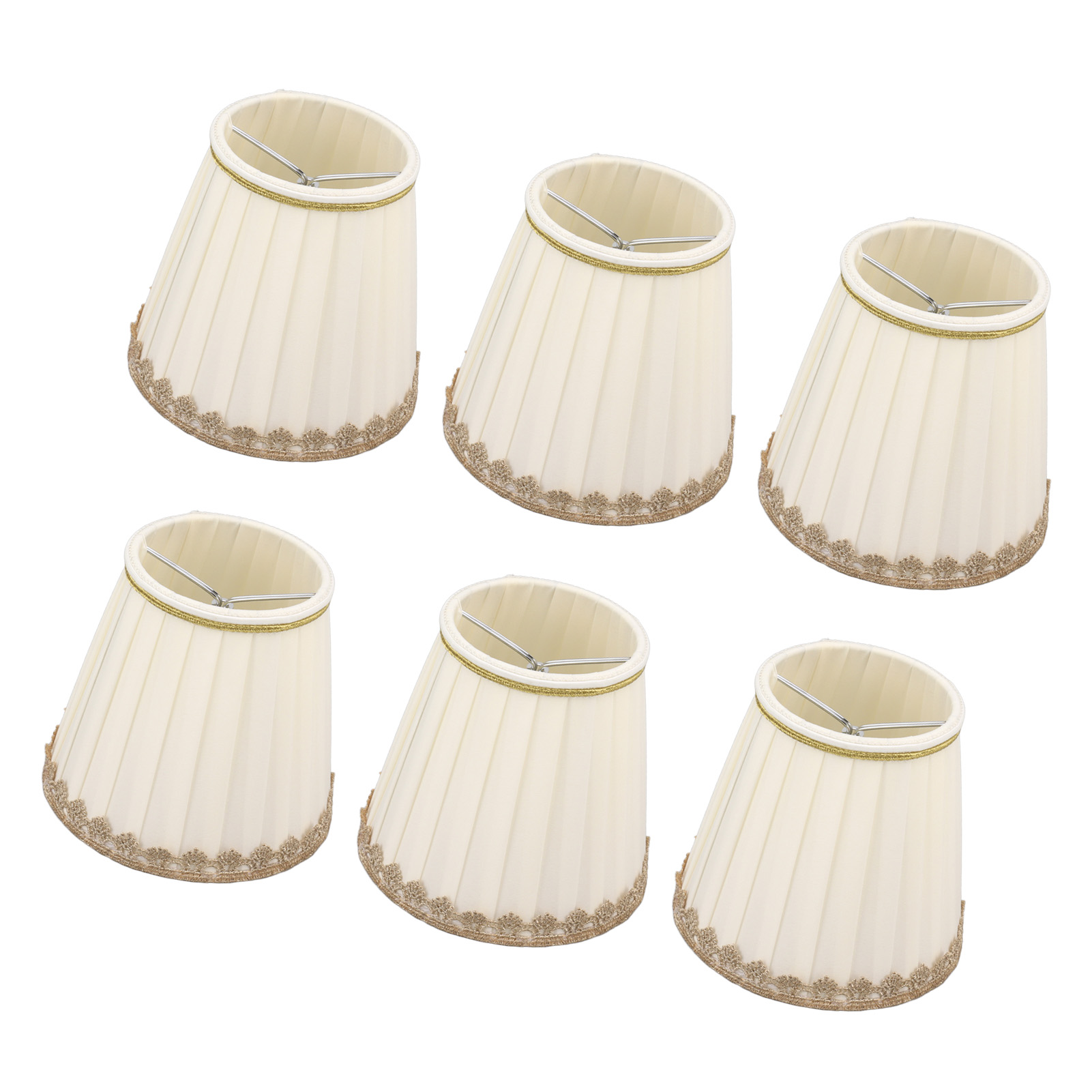 Set Mit 6 Kerzenlampenschirmen Mit Klemmen Für Tisch- Und Wandlampen
